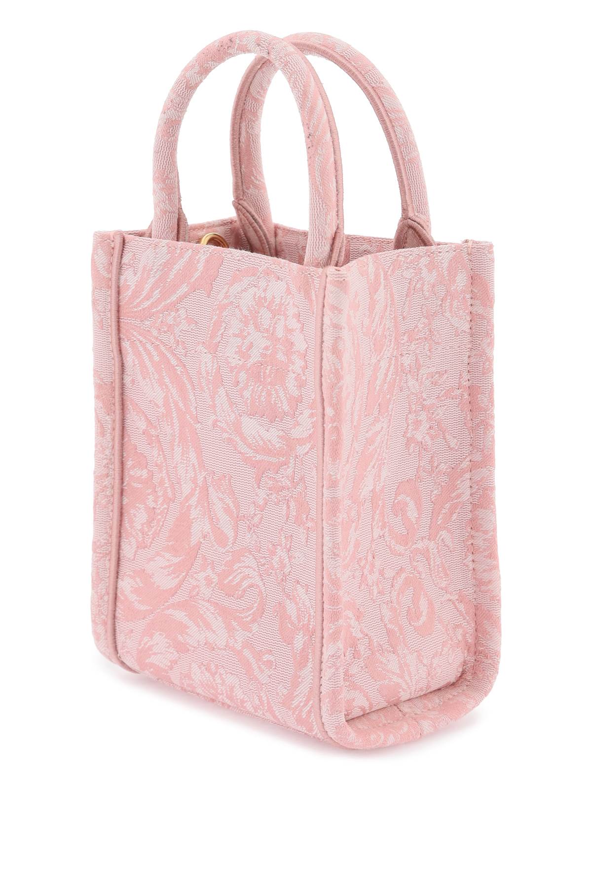 Shop Versace Athena Barocco Mini Tote Bag In Pale Pink English Rose Ve (pink)