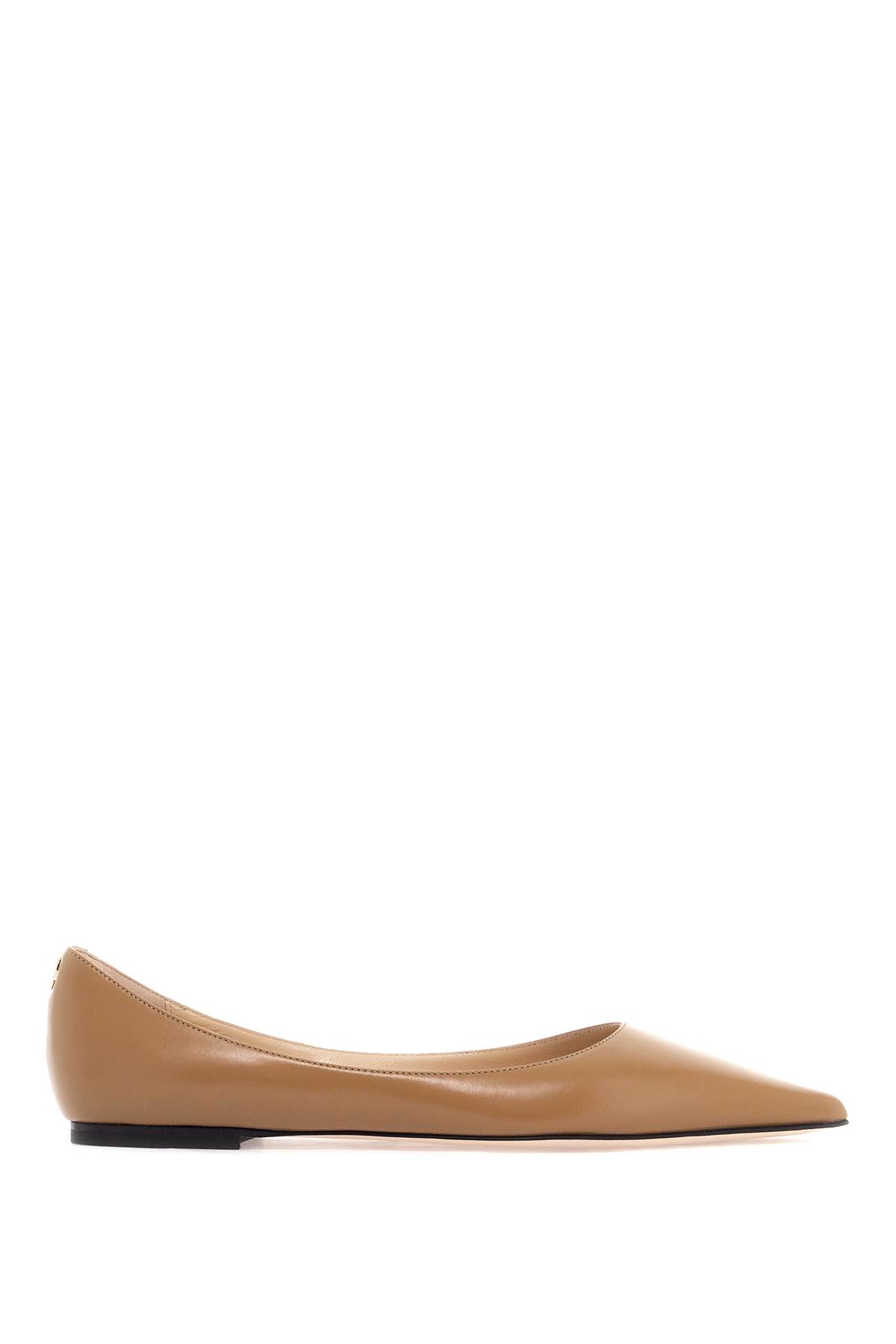 Shop Jimmy Choo Smooth Leather Love Ballerina Flats In Rattan (beige)