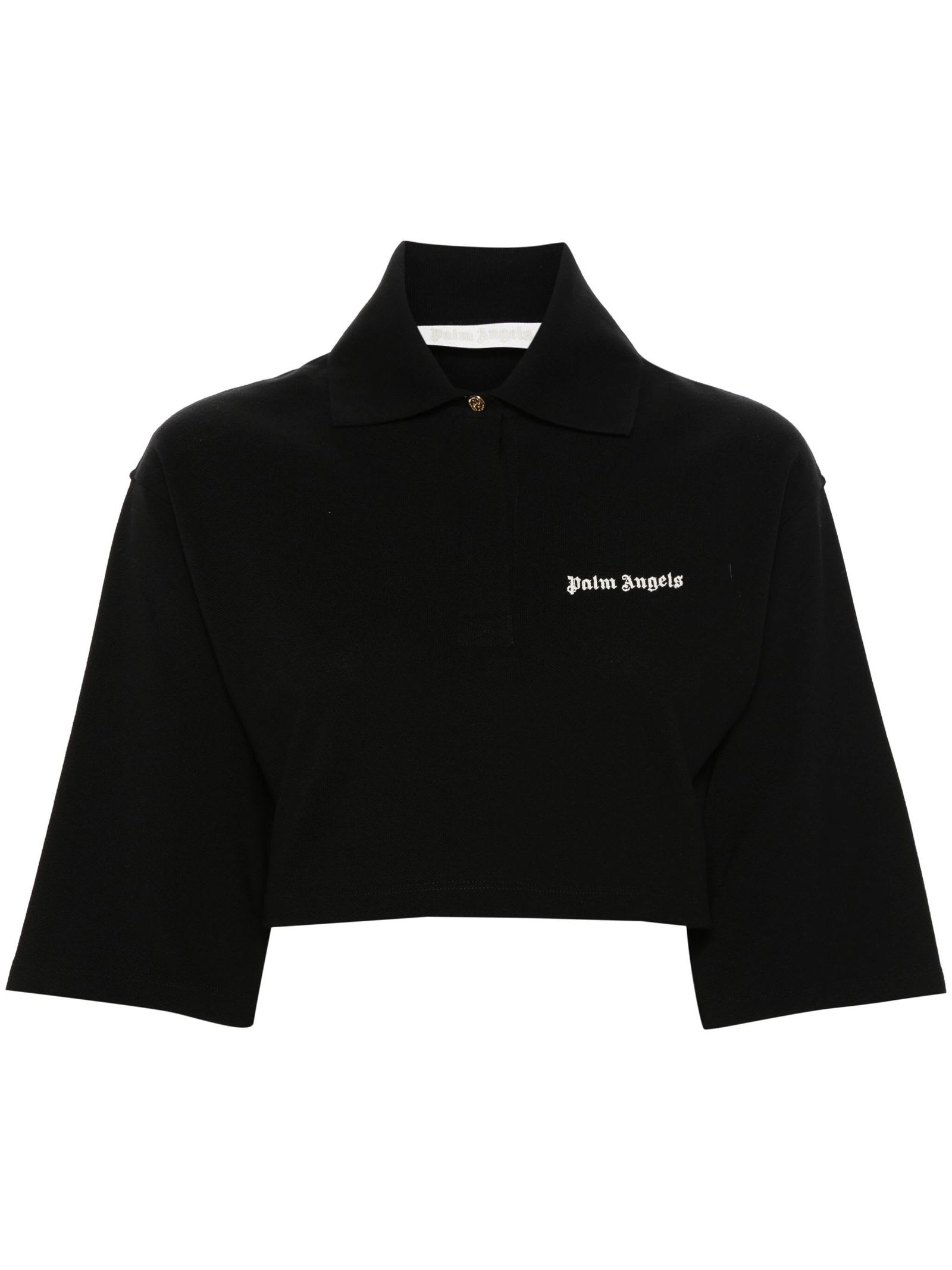 Shop Palm Angels Black Cotton Polo Shirt
