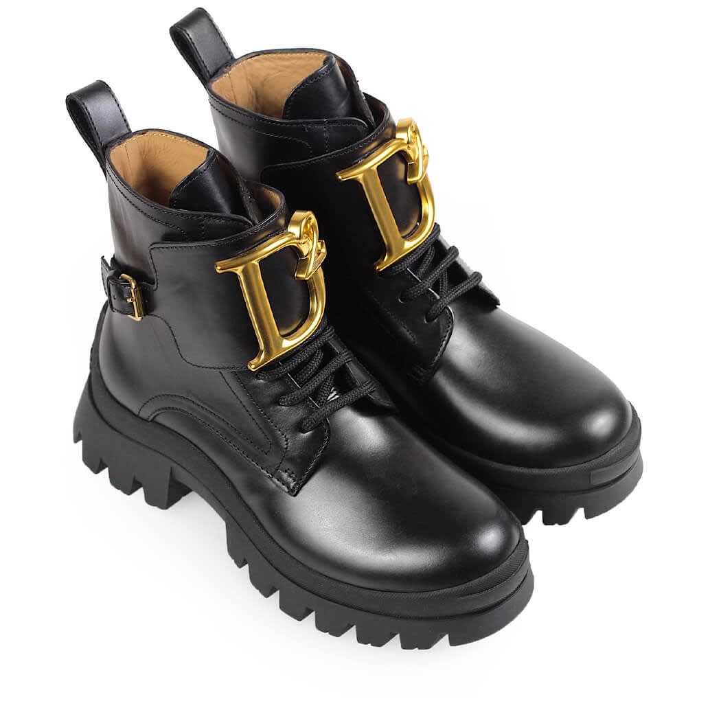 Shop Dsquared2 D2 Statement Lace-up Boots In Nero