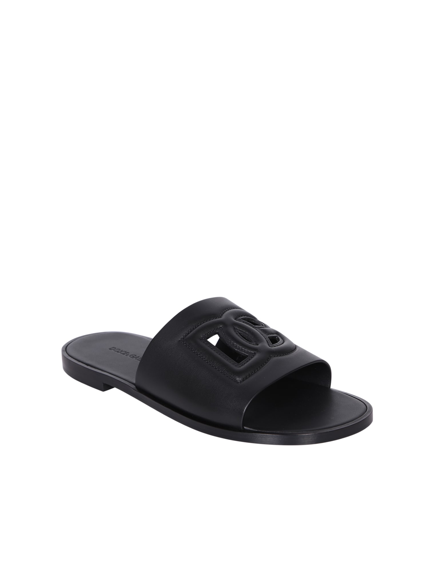 Shop Dolce & Gabbana Logo Black Sandals
