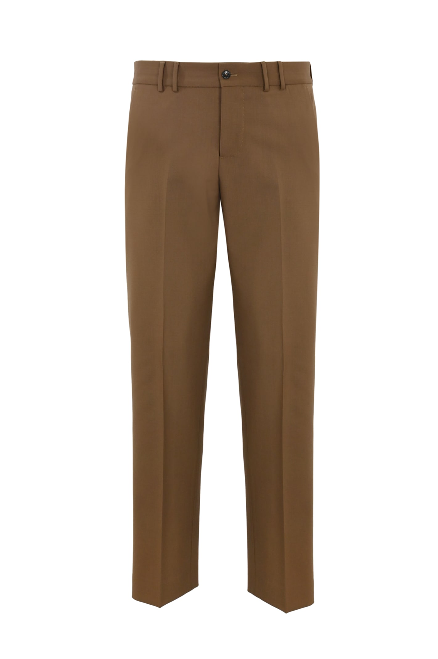 Shop Pt Torino Michael Trousers In Wool Blend In Marrone Medio