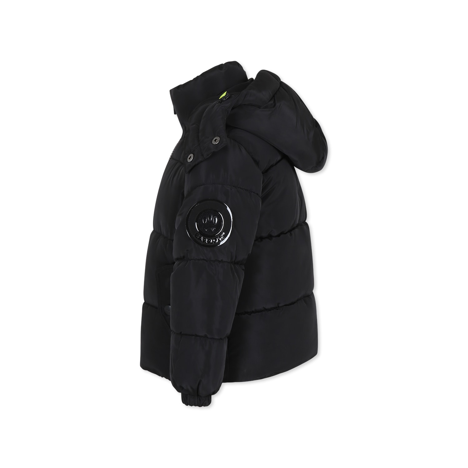 Barrow Black Down Jacket For Kids With Smiley In Black