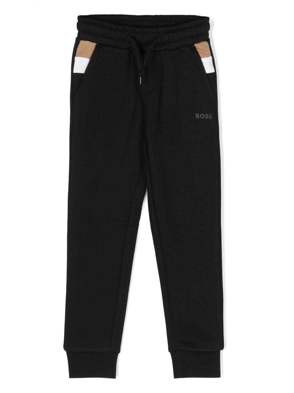 HUGO BOSS HUGO BOSS PANTALONI NERI IN FELPA DI COTONE BAMBINO