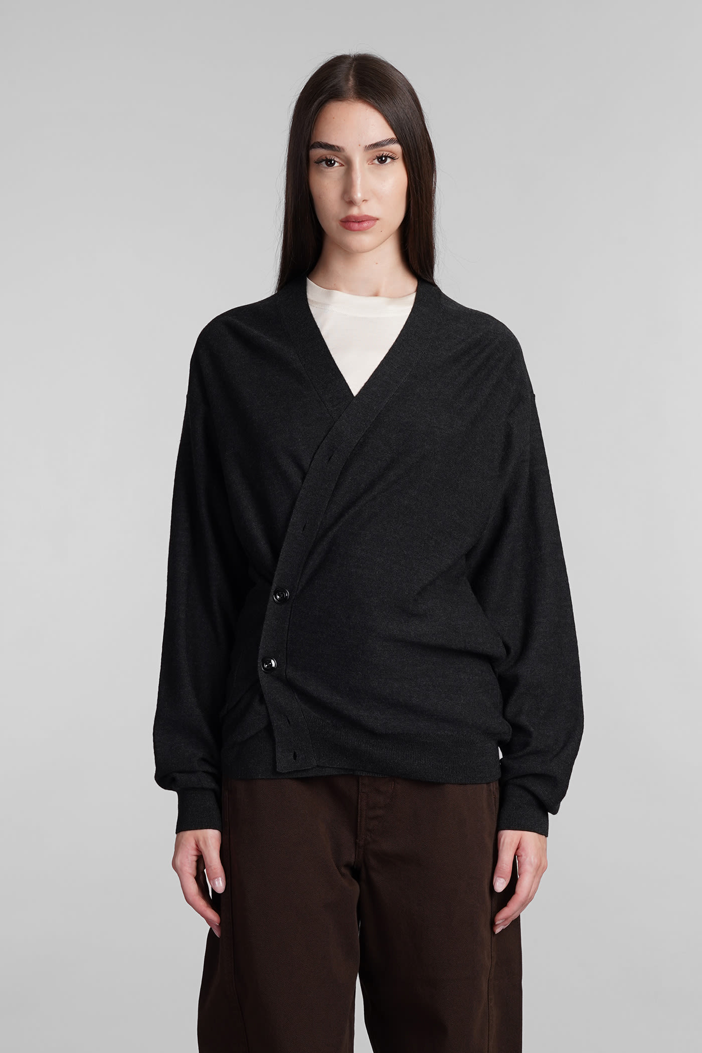 Shop Lemaire Cardigan In Grey Wool