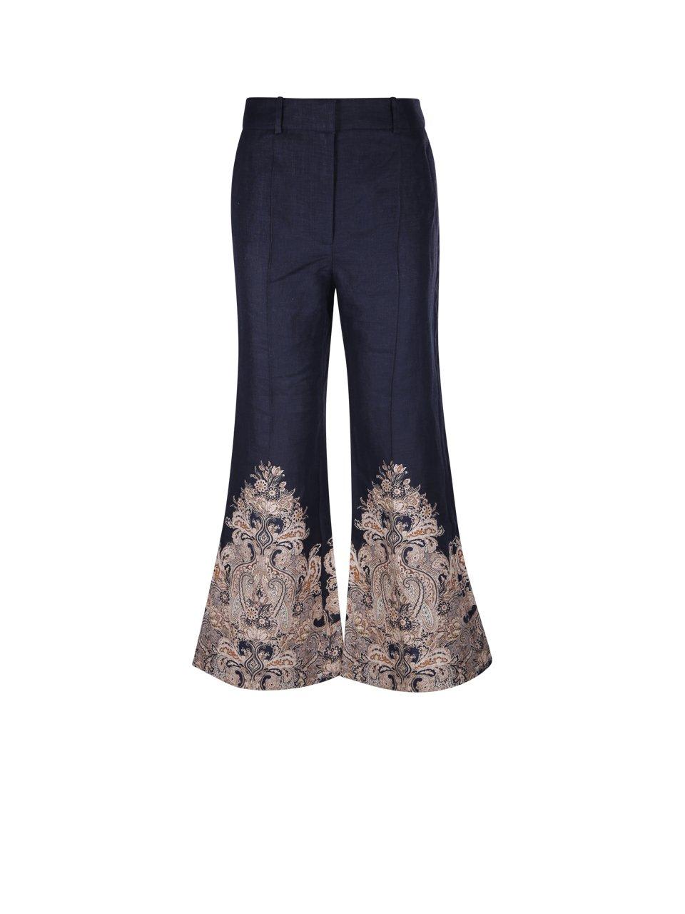 Shop Zimmermann Paisley Printed Flared Pants In Blue