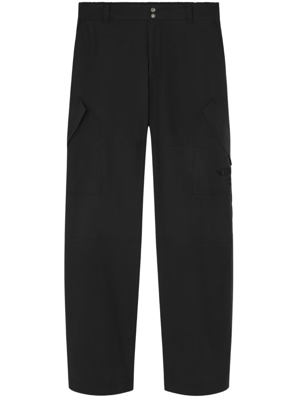 Shop Versace Informal Pant Light Cotton Gabardine Fabric And Stamp Embroidery In Black