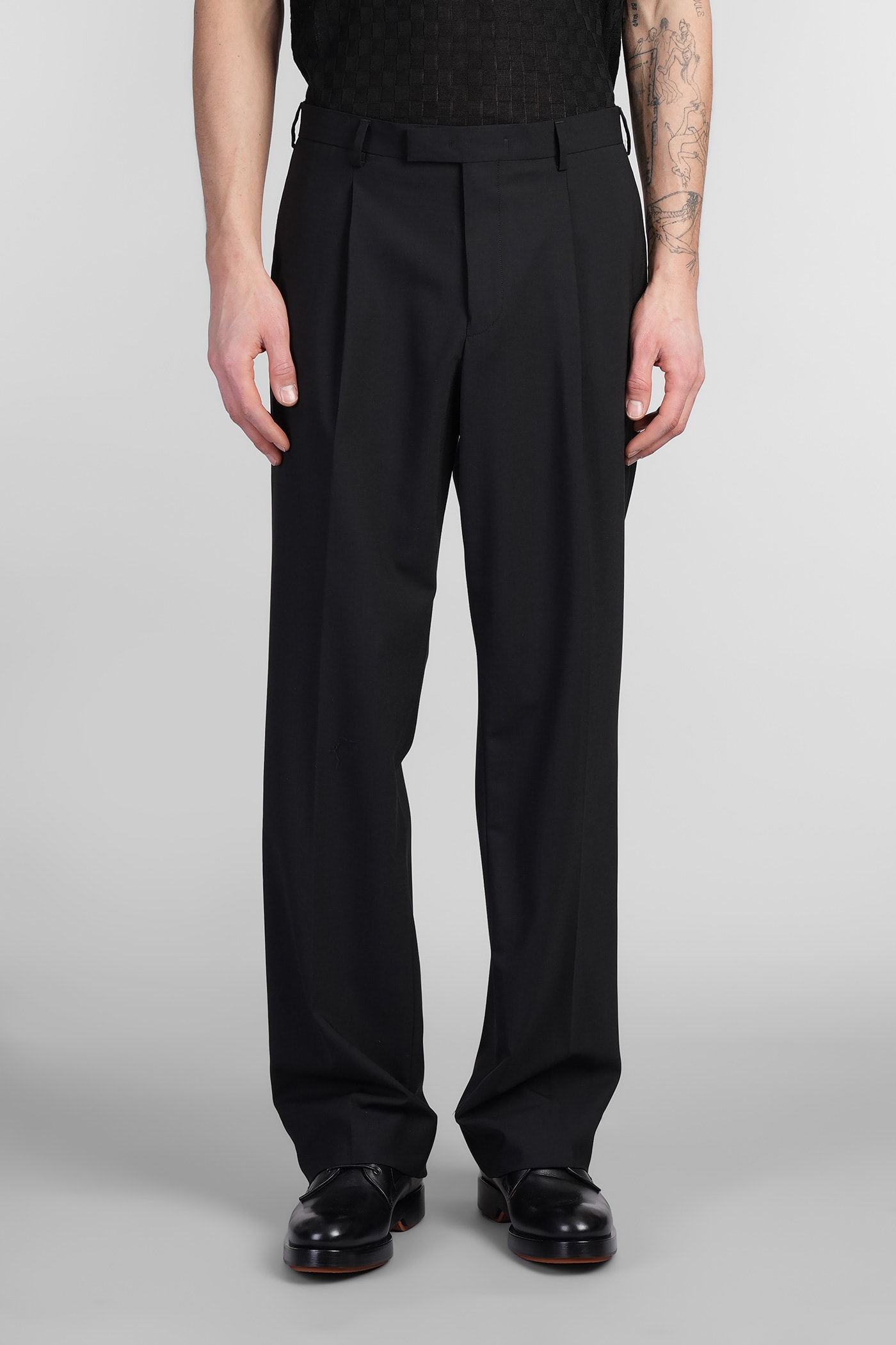 A Paper Kid Man Pants Black Size L Cotton In Black