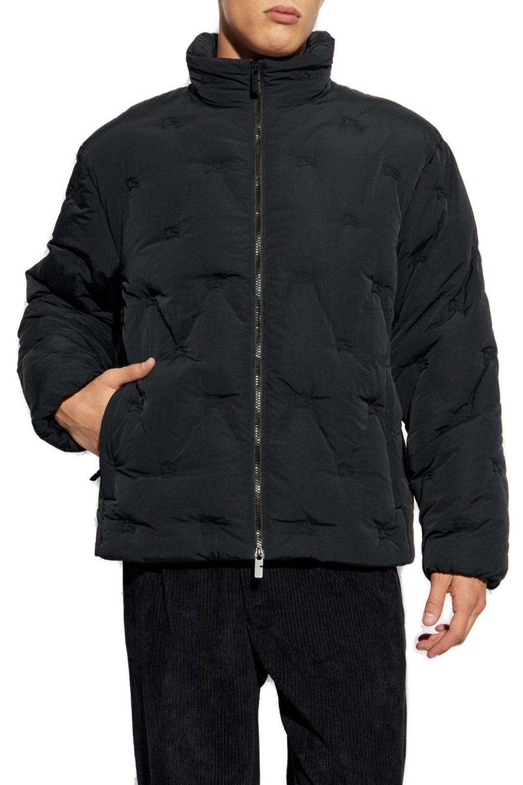 Shop Burberry Ekd High-neck Puffer Jacket In Black