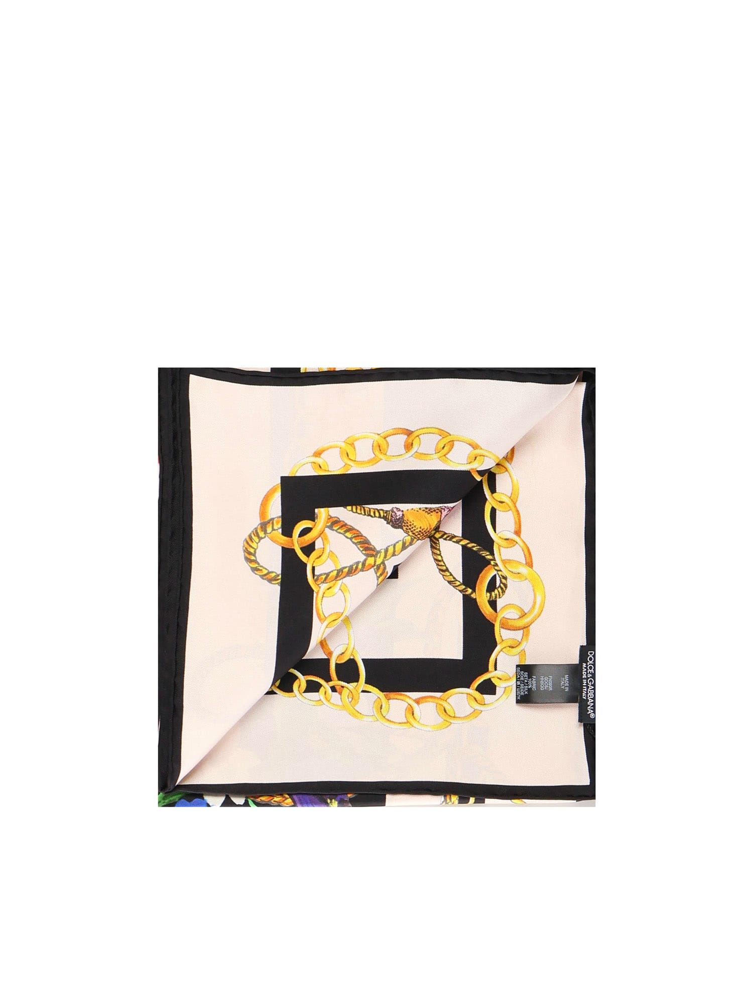Dolce & Gabbana Flower Print Silk Twill Scarf In Neutral
