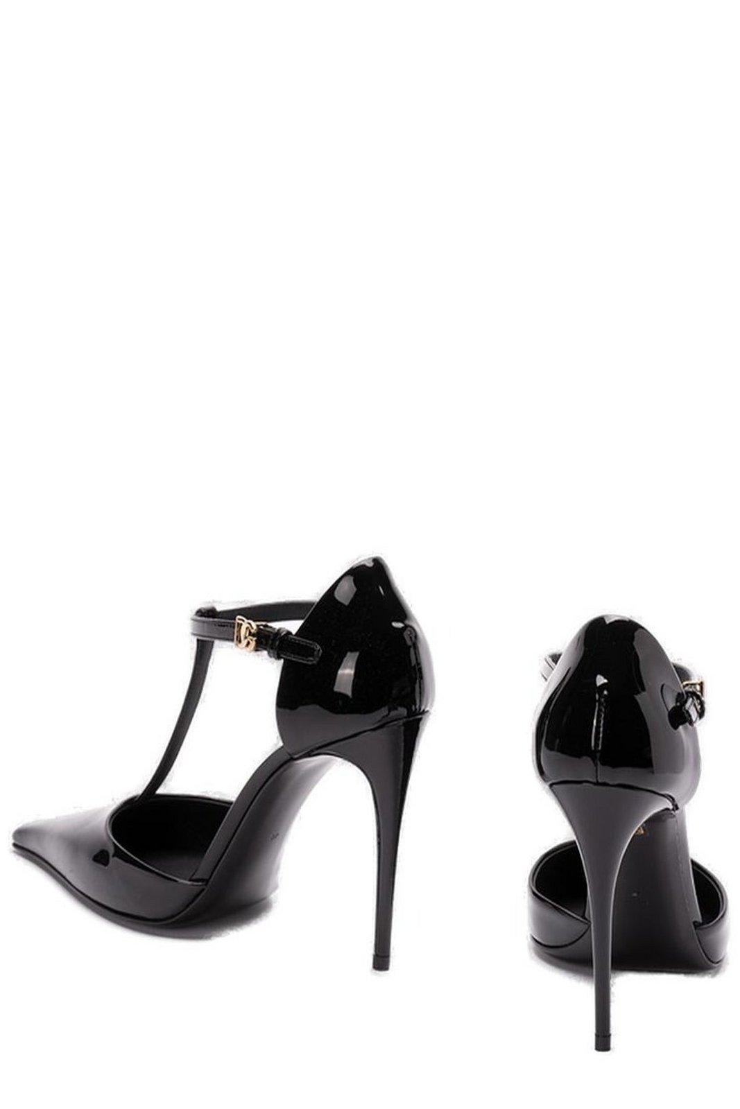 Shop Dolce & Gabbana T-bar Pointed Toe Pumps In Nero