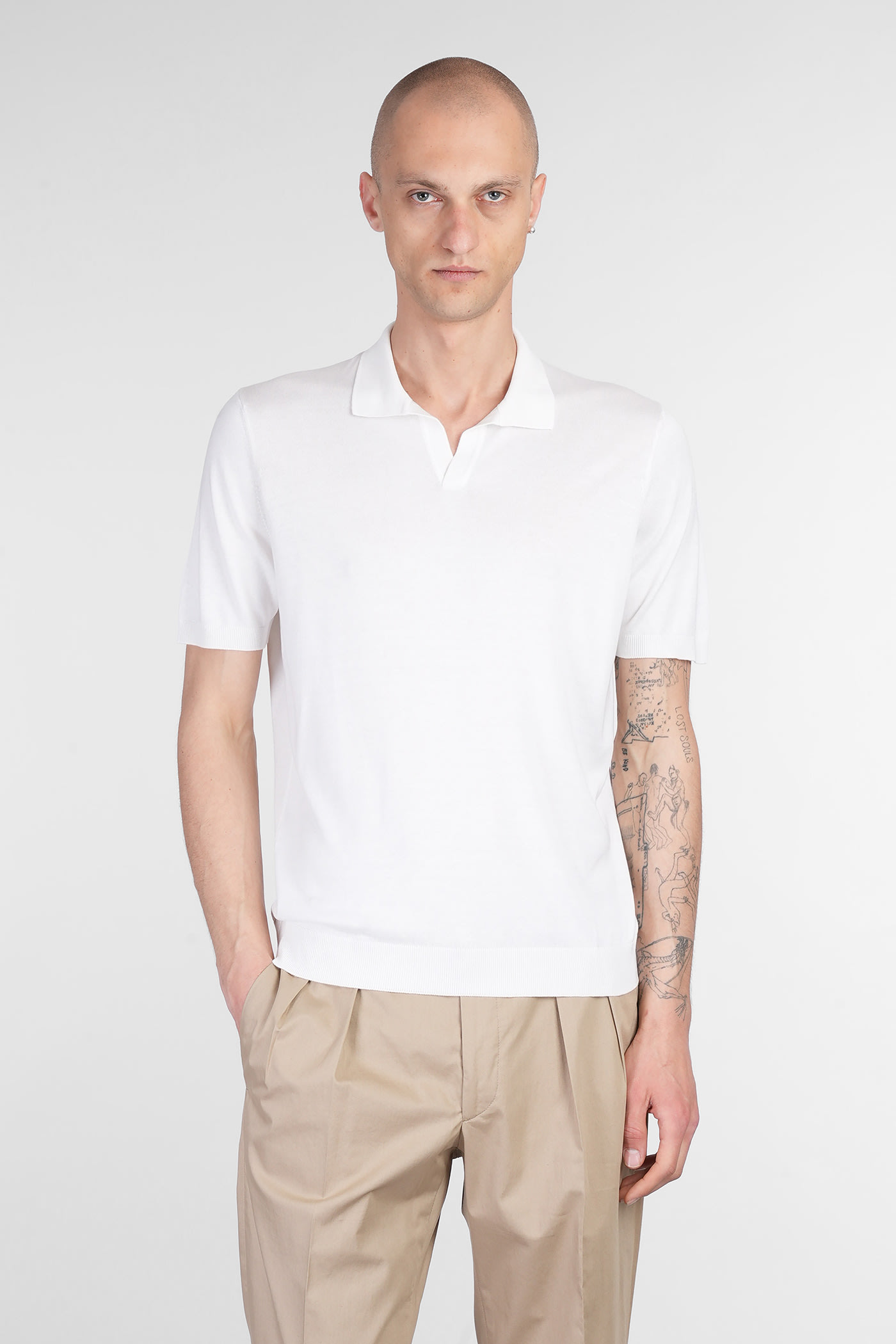 Tagliatore 0205 Keith Polo In White Silk