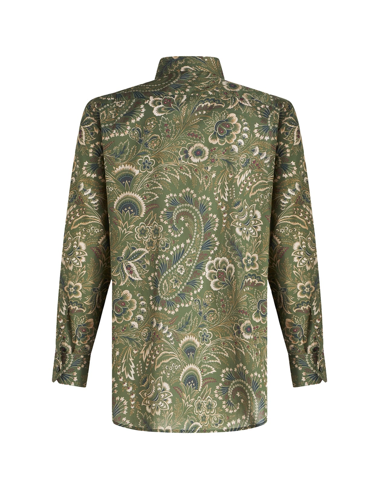 Shop Etro Green Cotton Shirt With Paisley Floral Pattern