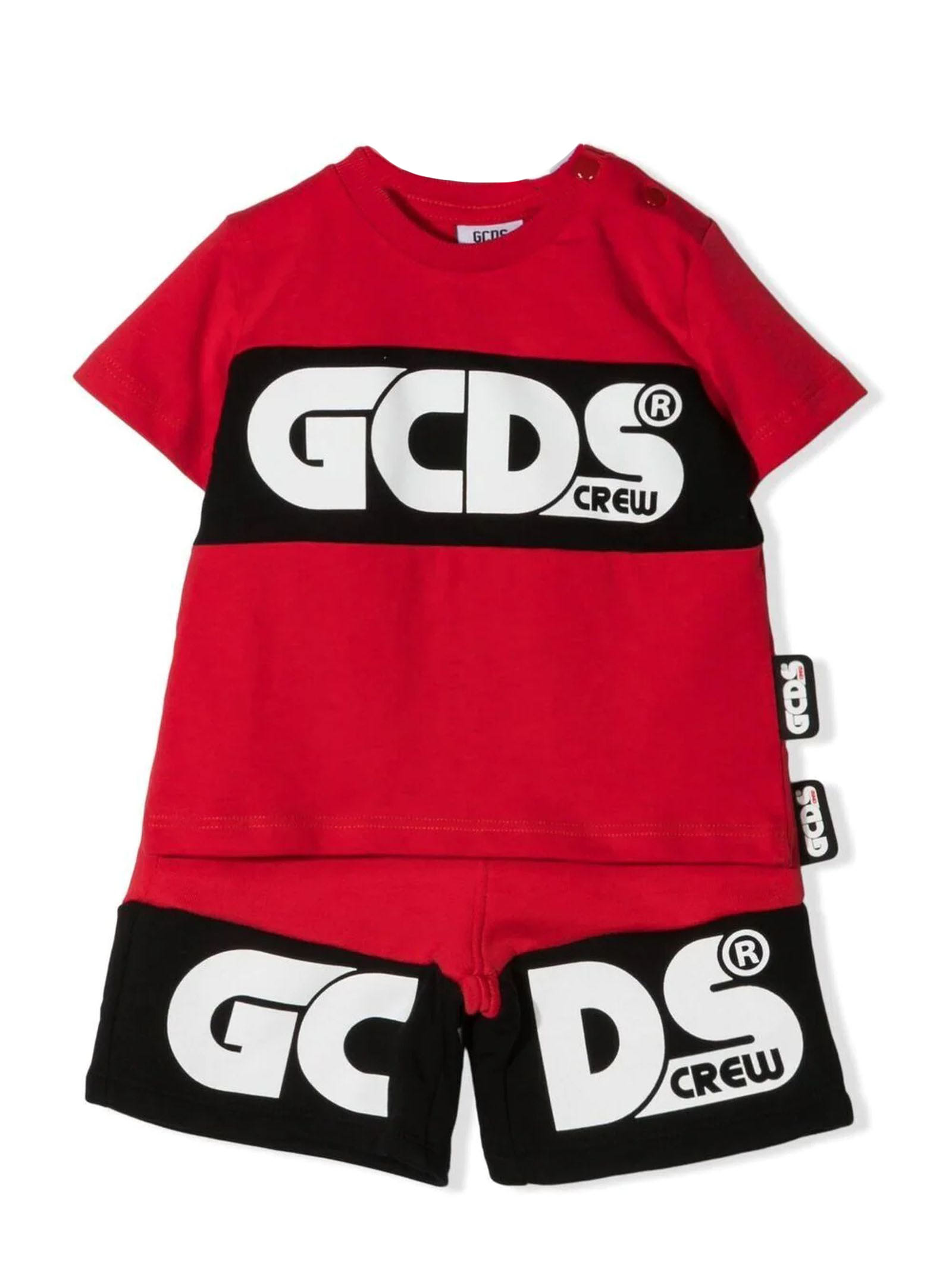 GCDS Red And Blue Cotton Two-piece Tracksuit