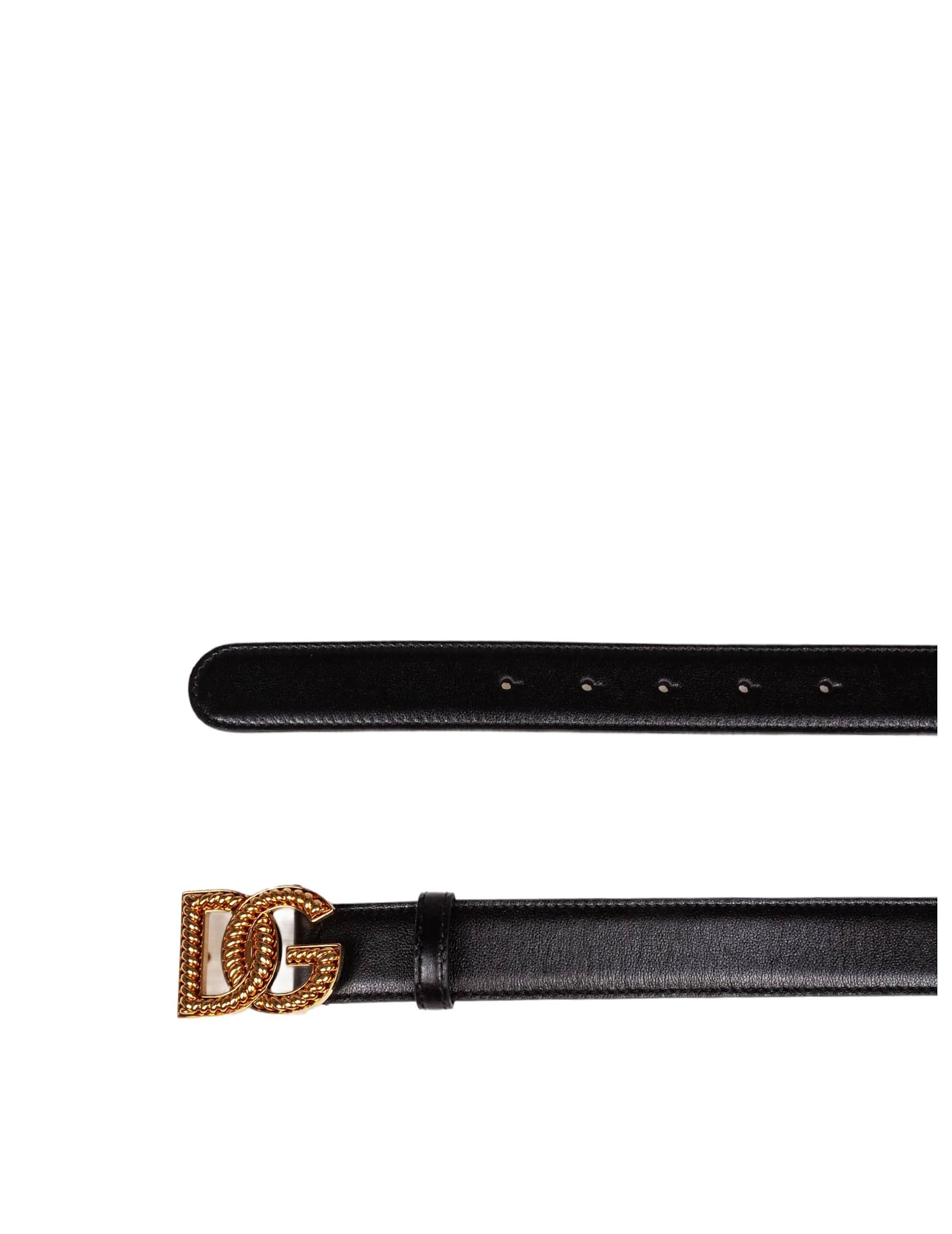 Dolce & Gabbana Adjustable Loop Stitched Belt In Black
