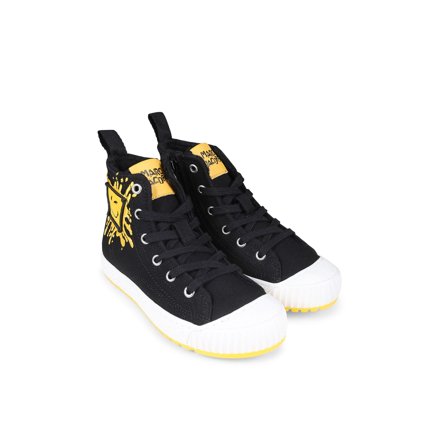 Marc Jacobs Black Sneakers For Kids With Smiley In Black