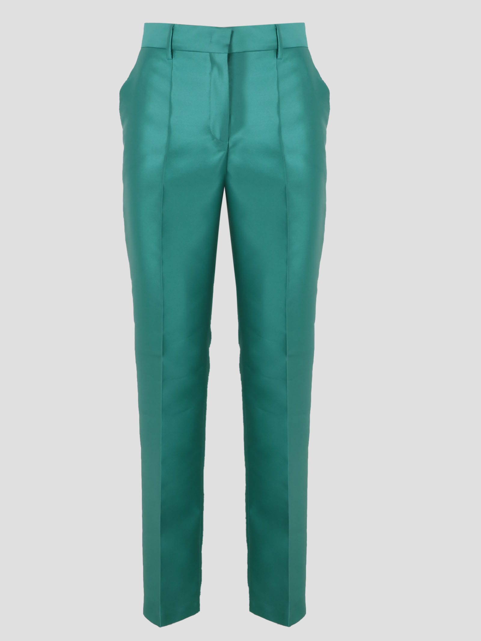 Shop Alberta Ferretti Mikado Trousers In Green