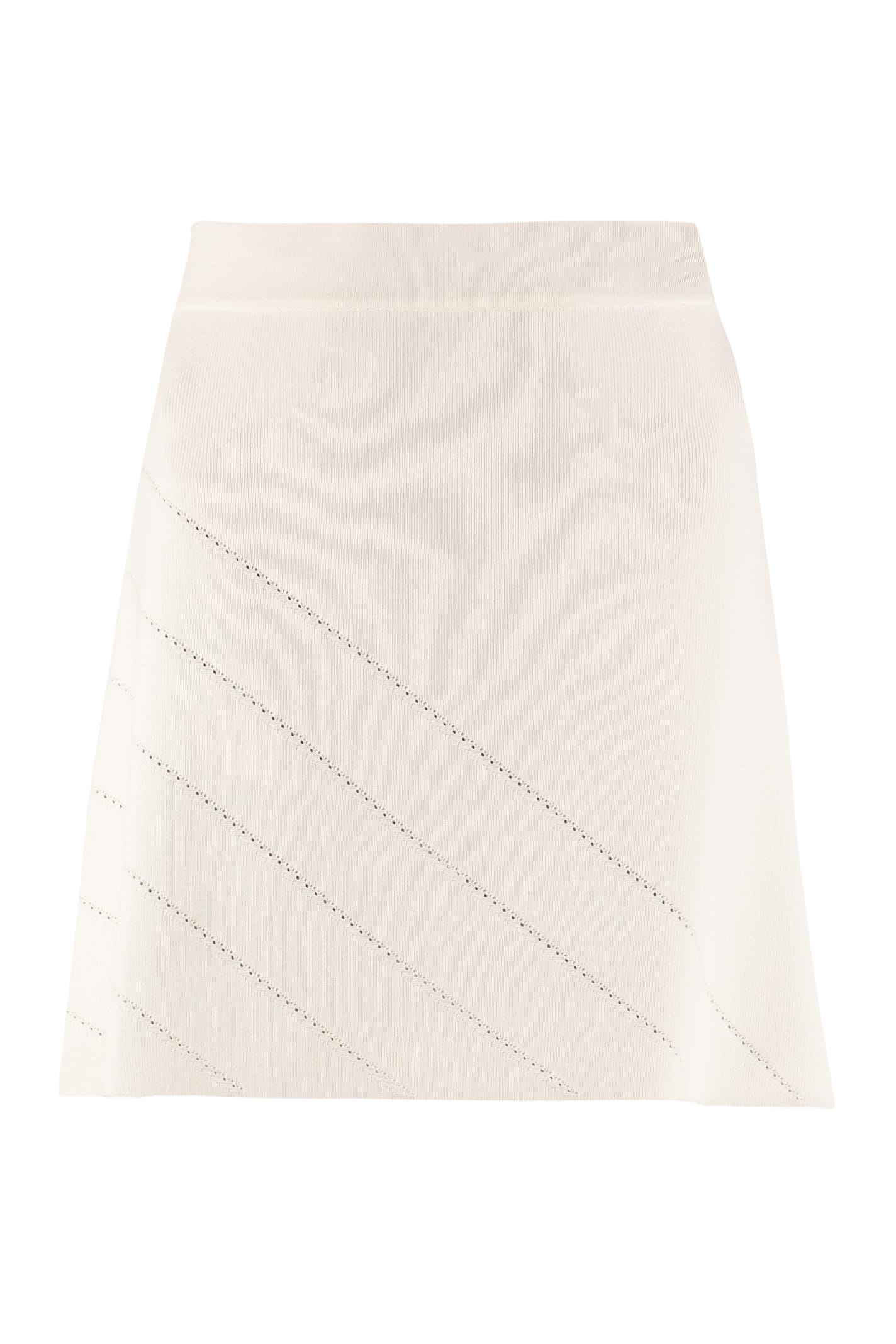 Pinko Gallinara Knitted Mini Skirt In White