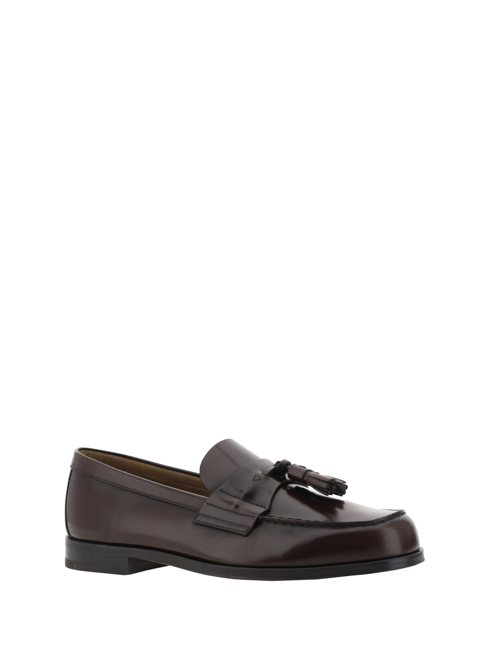 Shop Prada Loafers In Bruciato