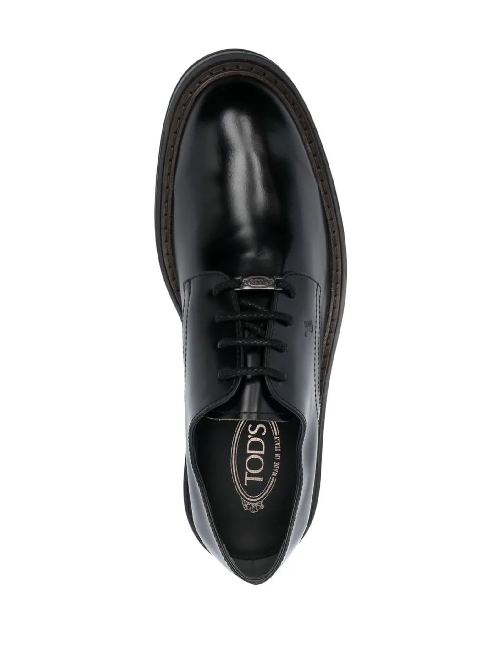 Shop Tod's Black Leather Upper Laces-up