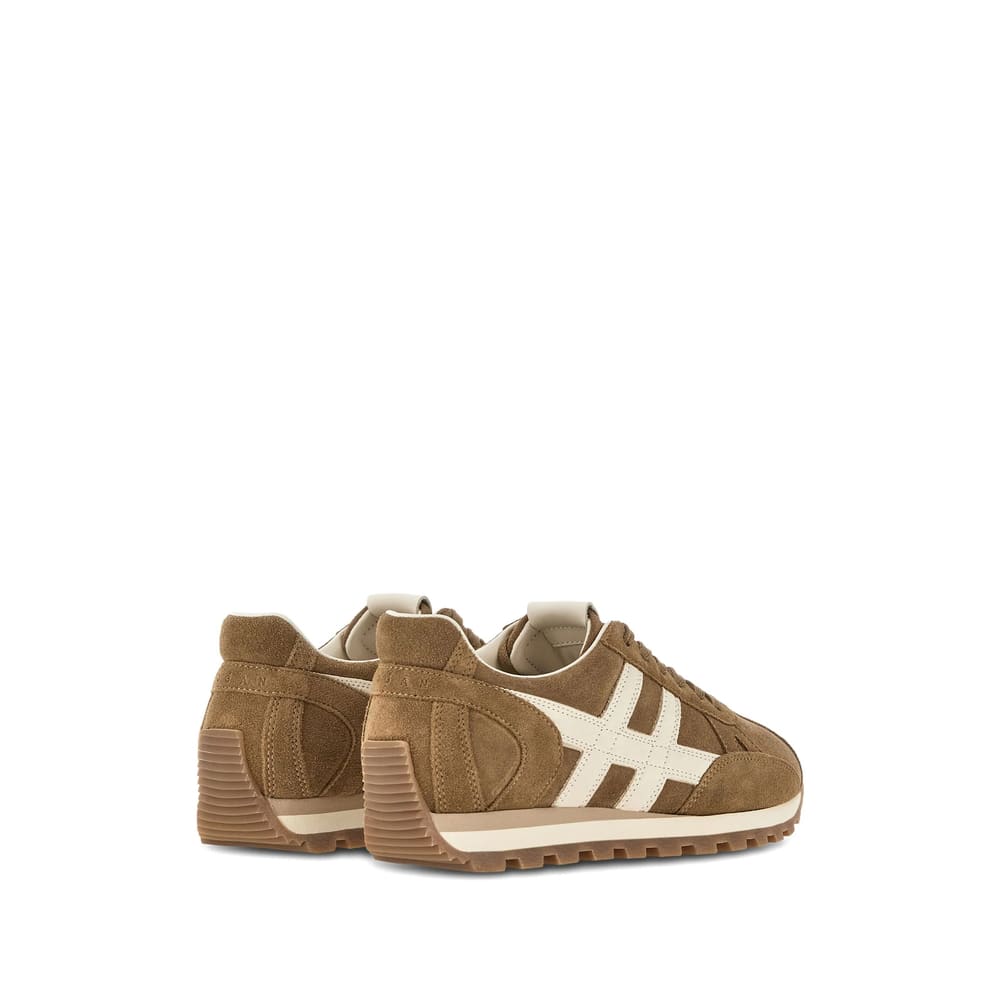 Hogan 86er Mud Suede Running Sneakers In Nude