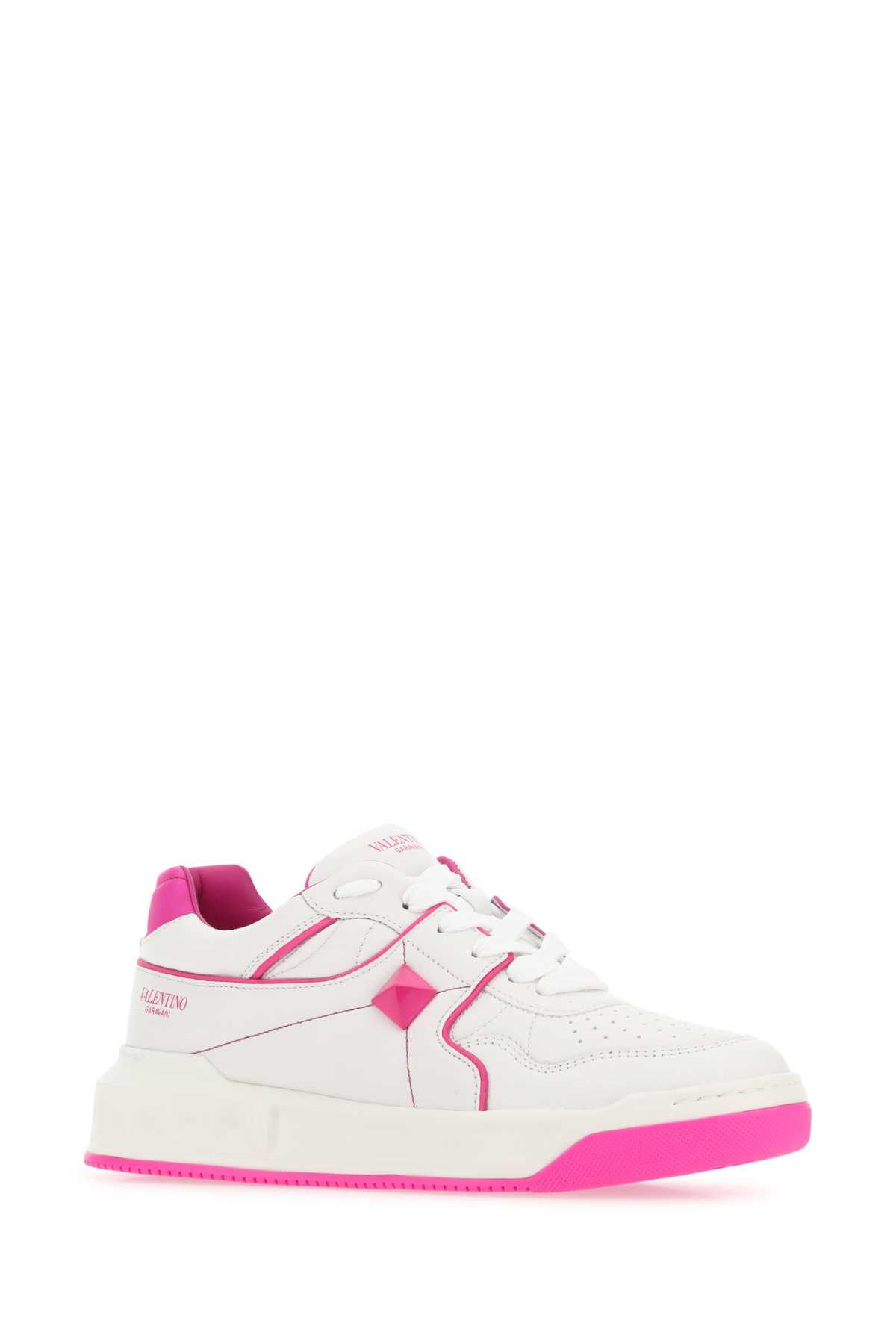 Shop Valentino White Nappa Leather One Stud Sneakers In Uwe