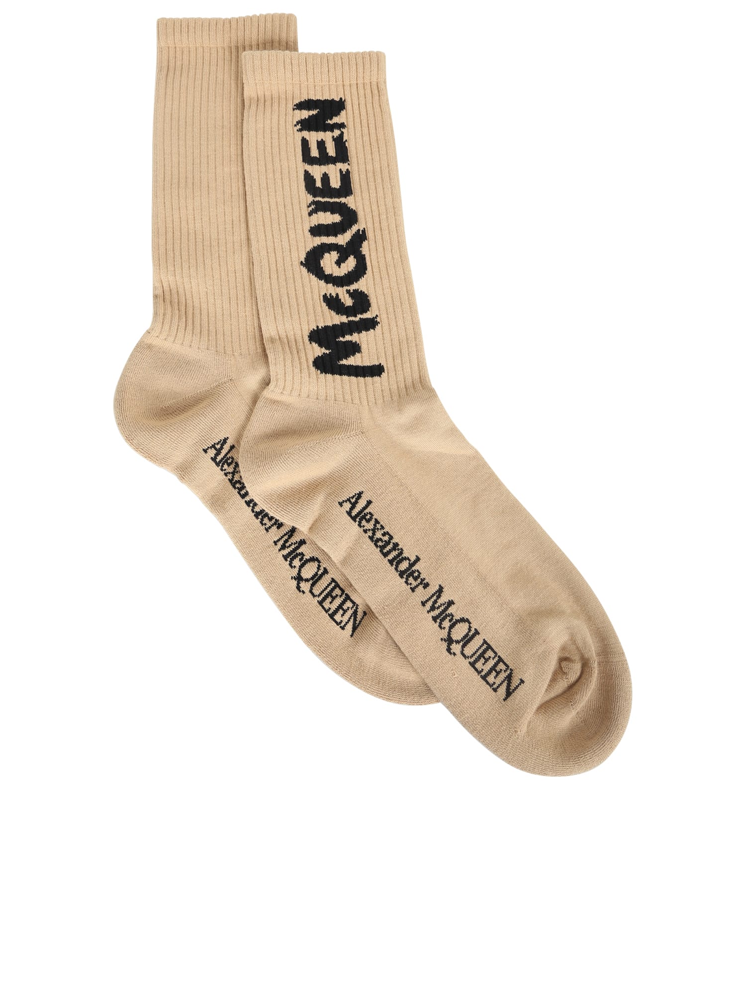 Alexander McQueen Cotton Socks Featuring The Mcqueen Graffiti Logo