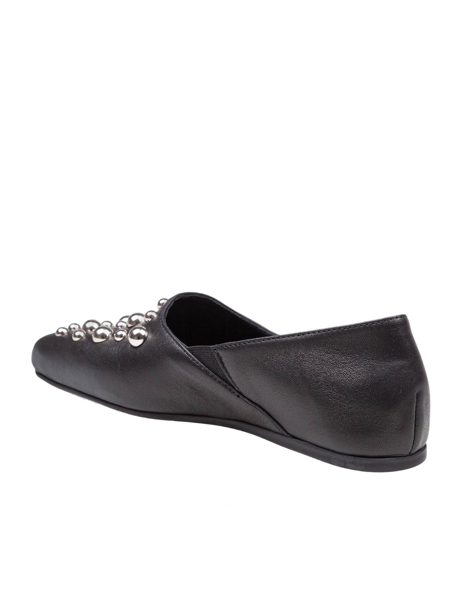 Vic Matie Square Closed Slipper Shoe In Leather With Applied Studs In Black