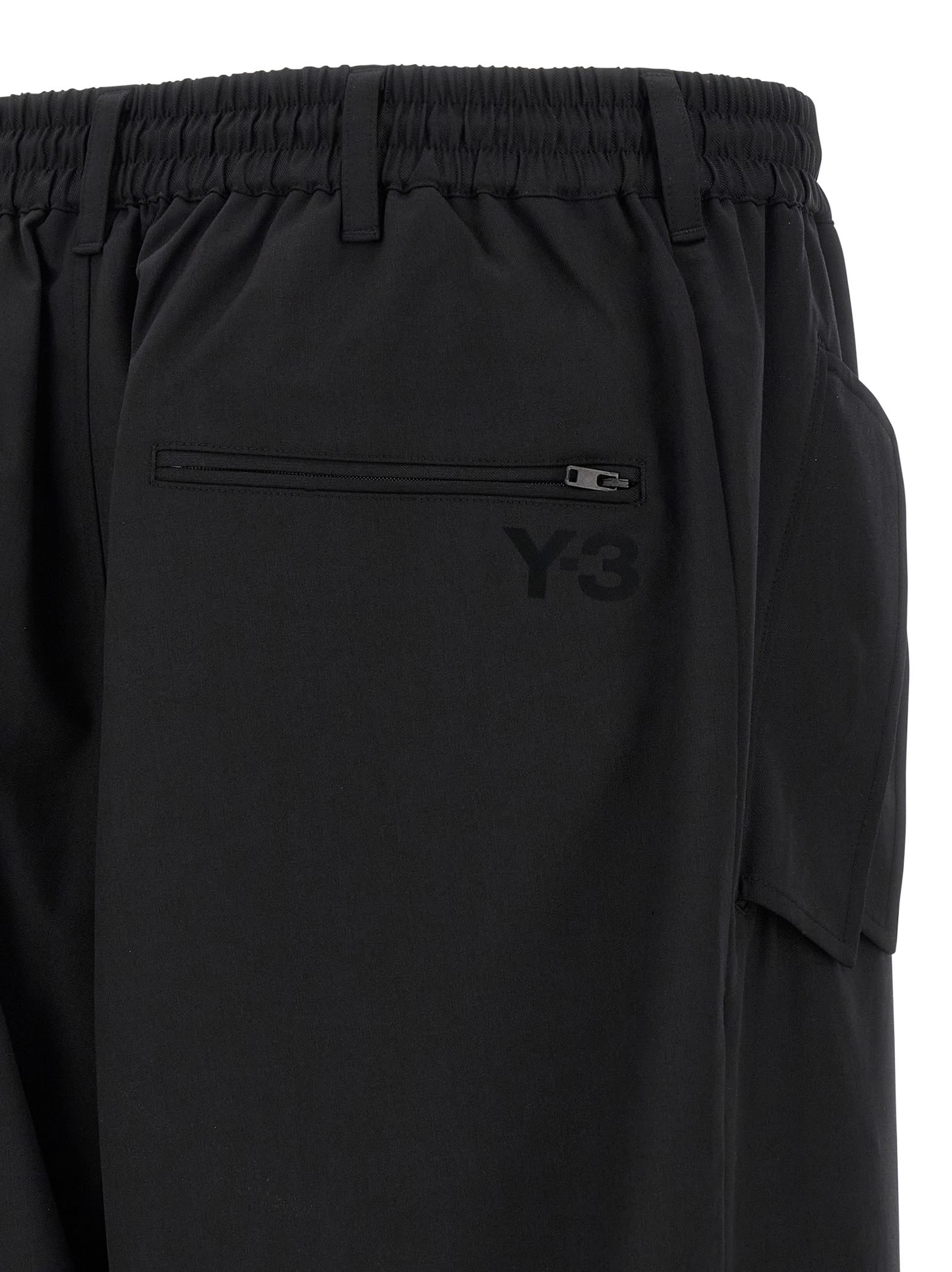 Y-3 Adidas Black Baggy Pants With Side Bands In Black