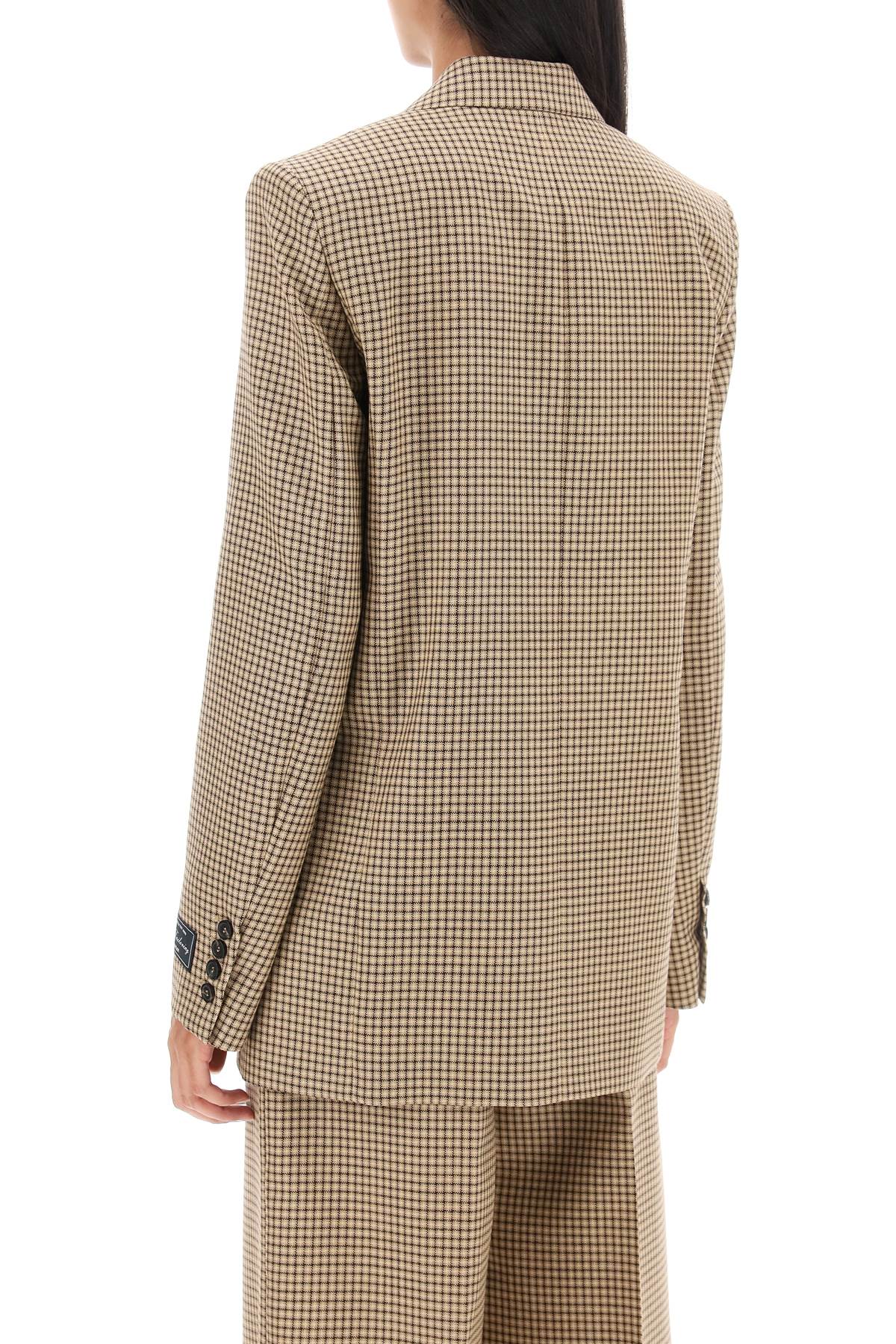 Shop Msgm Check Motif Double-breasted Blazer In Sand (beige)