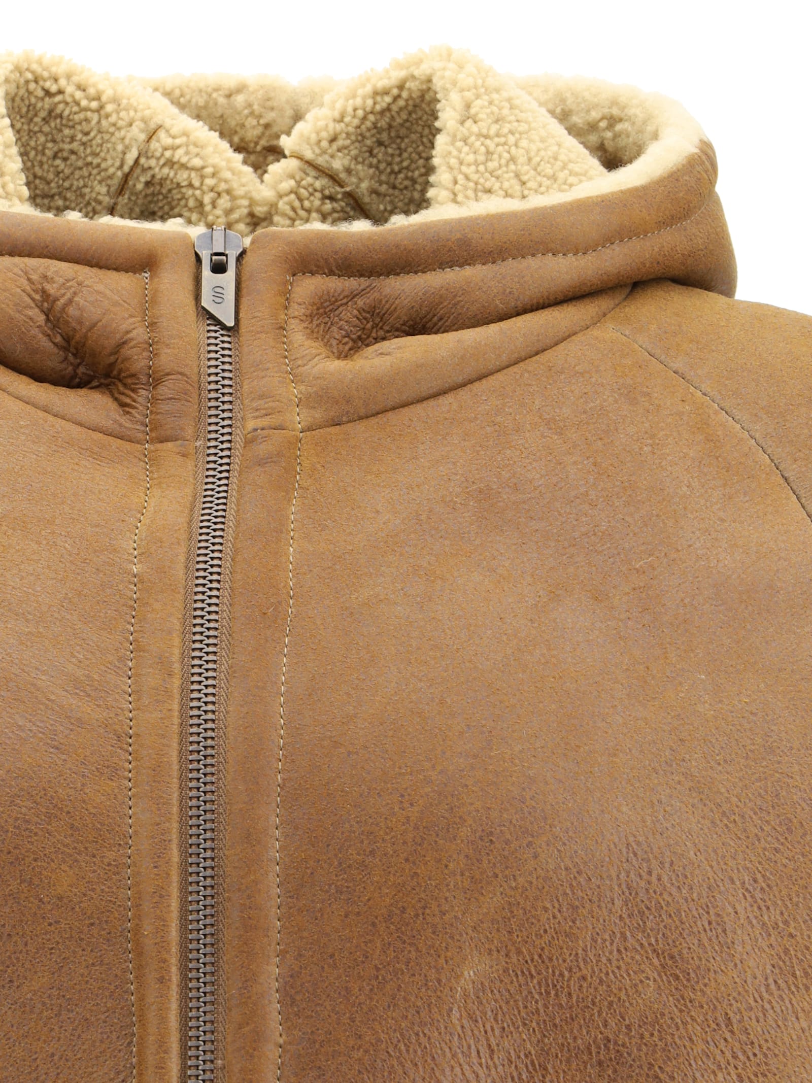 Salvatore Santoro Hooded Shearling Jacket In Brown