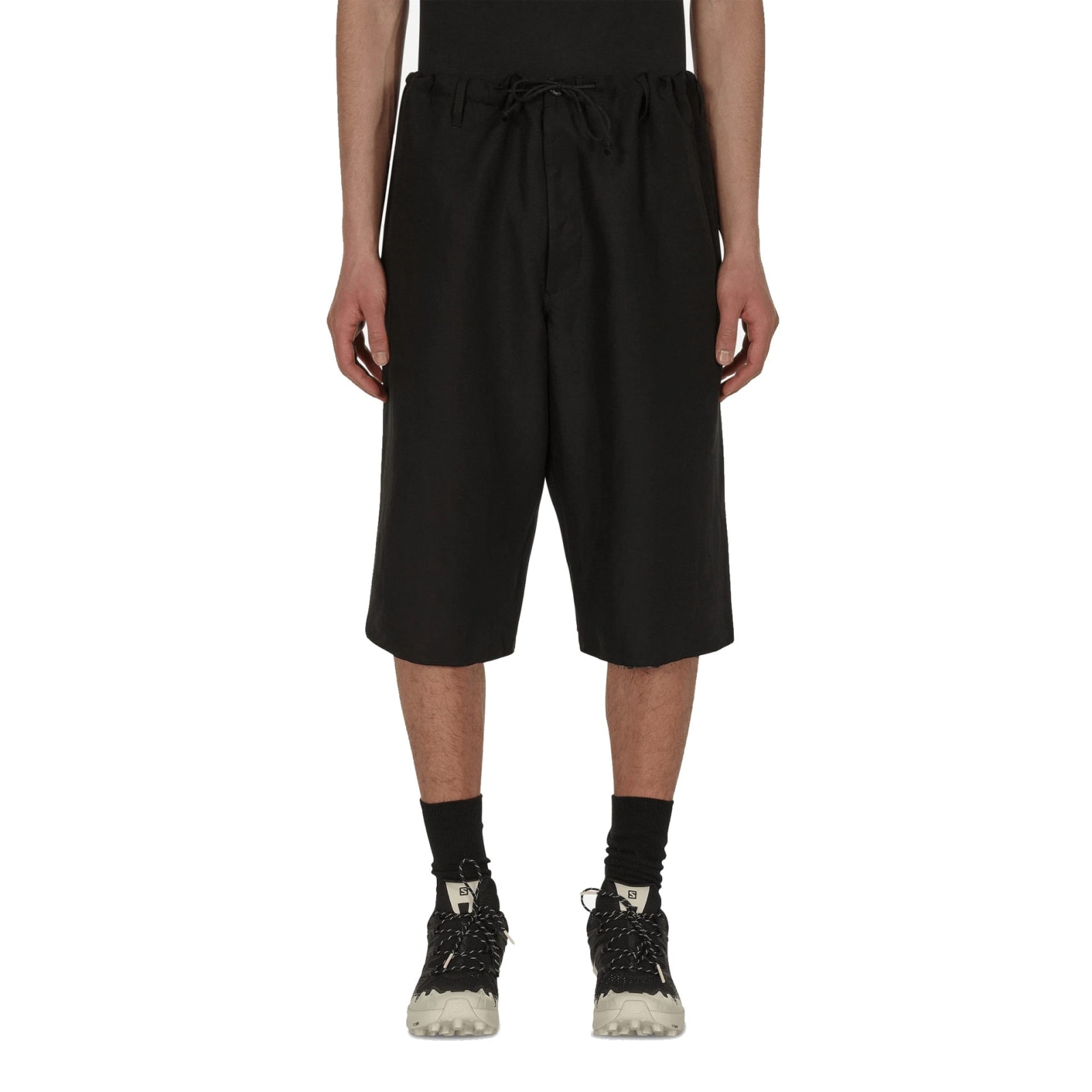 Shop Maison Margiela Blend Linen Bermuda Shorts In Black