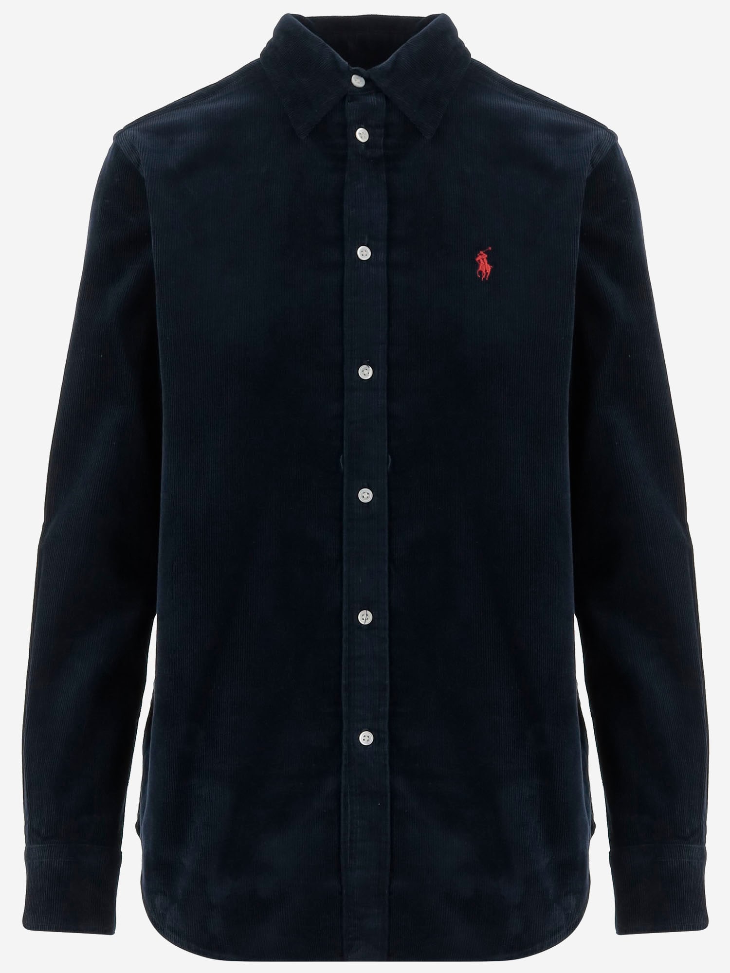 Polo Ralph Lauren Cotton Velvet Logo Shirt In Black