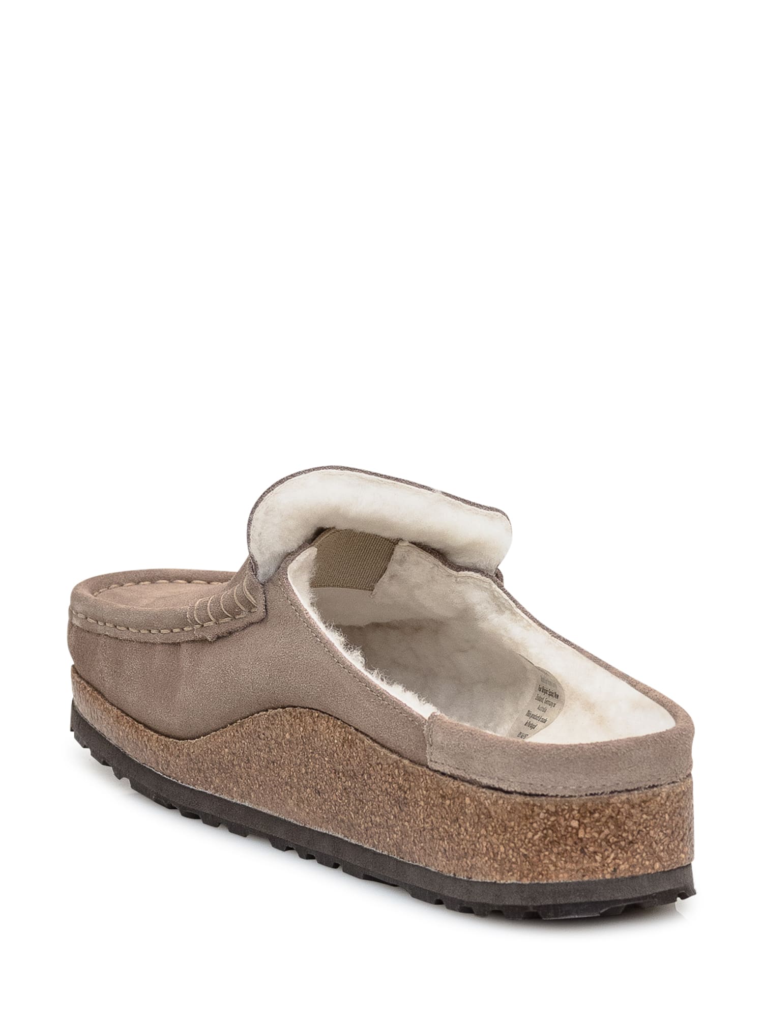 Shop Birkenstock Naples Sandal In Shearling Taupe