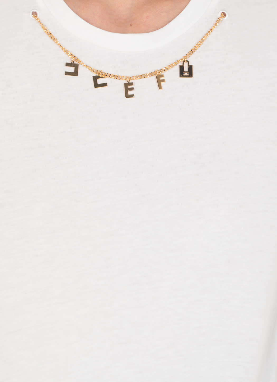Shop Elisabetta Franchi T-shirt With Charms In White