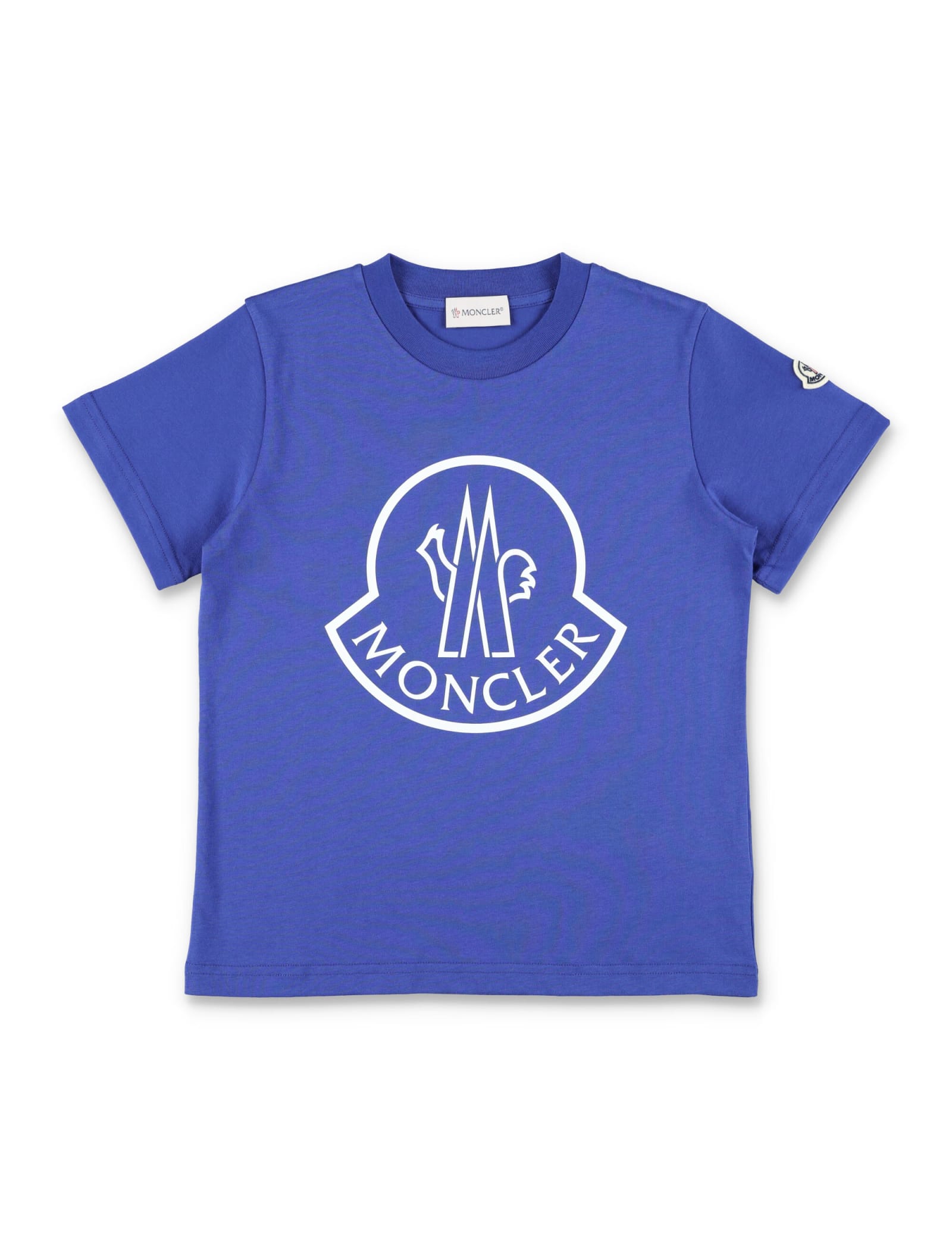 Moncler Kids' Logo T-shirt In Blue