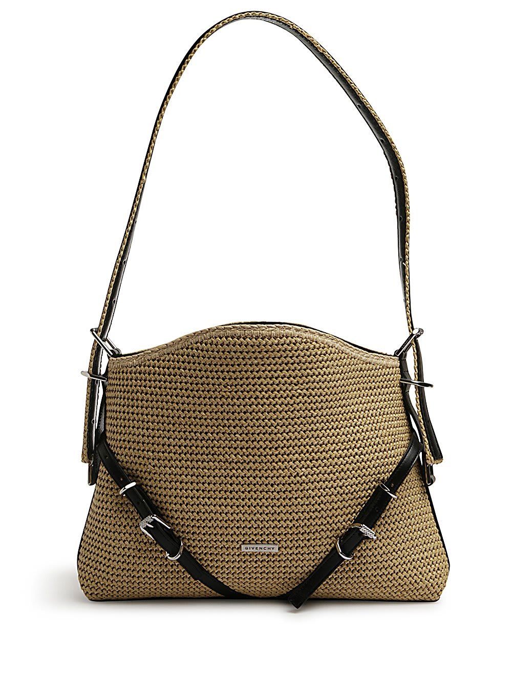 Shop Givenchy Medium Raffia Voyou Bag In Beige