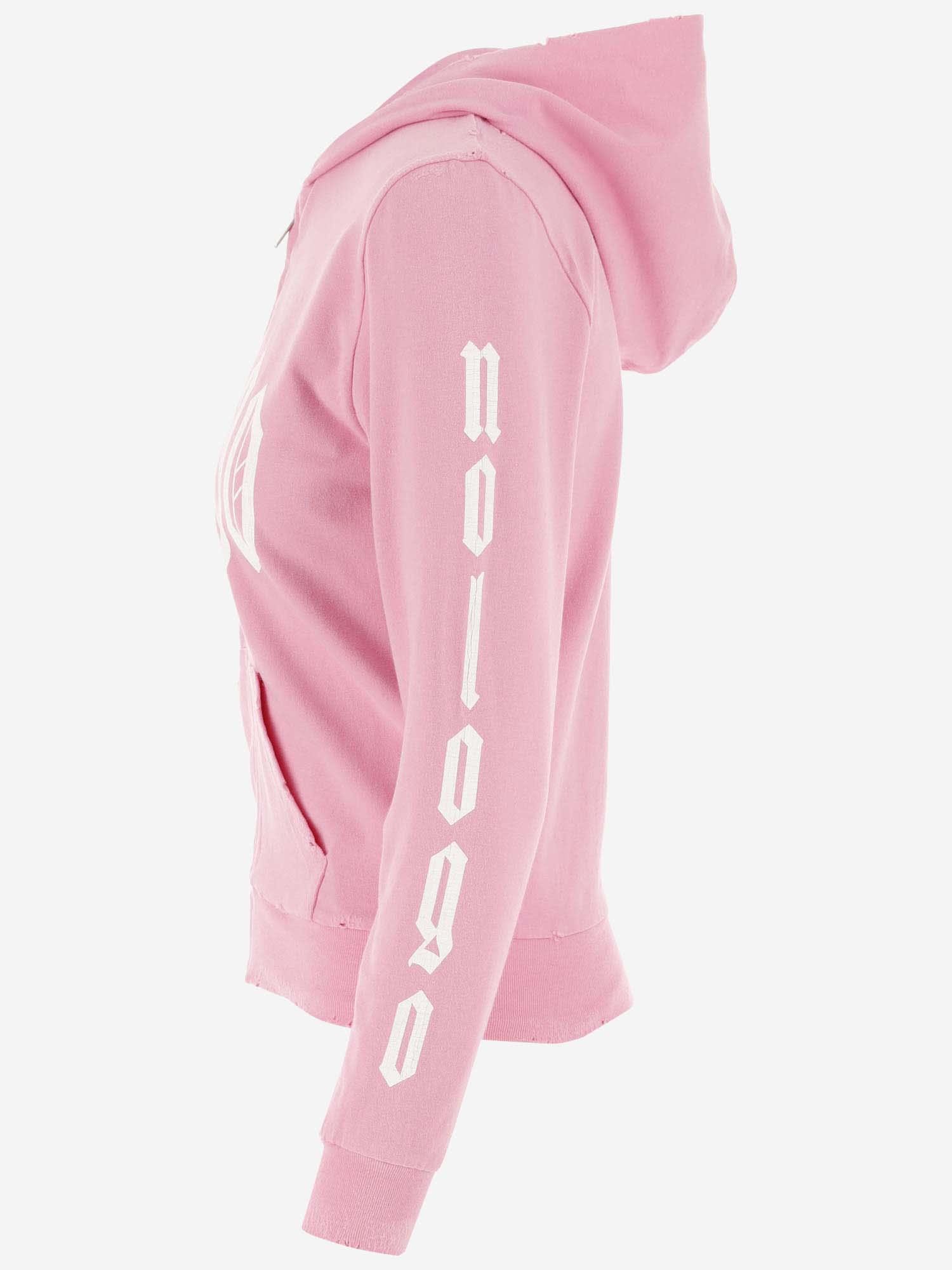 Shop Balenciaga Stretch Cotton Hoodie With Slogan Print In Pink