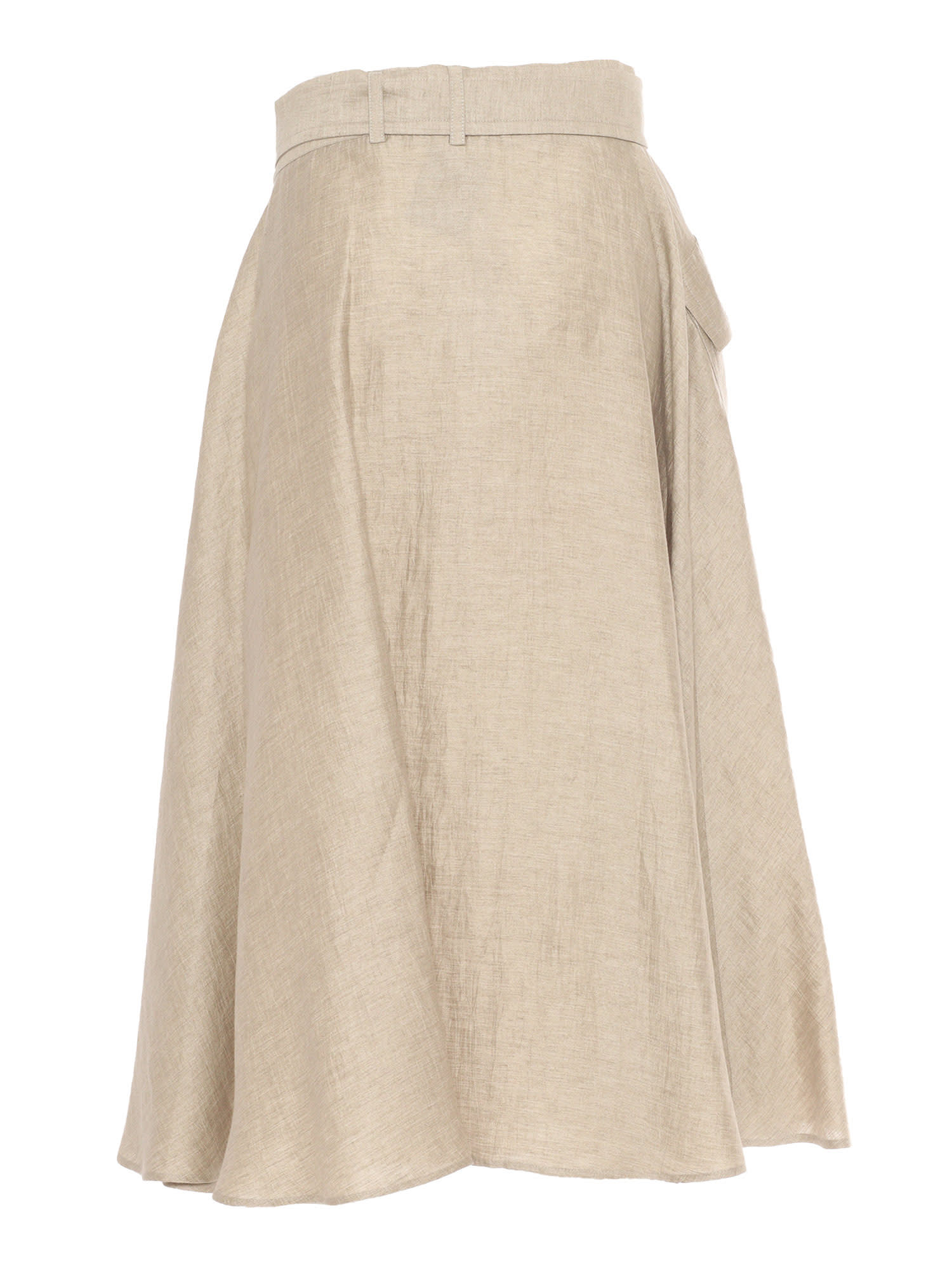 Fay Long Skirt With Belt In Neutral