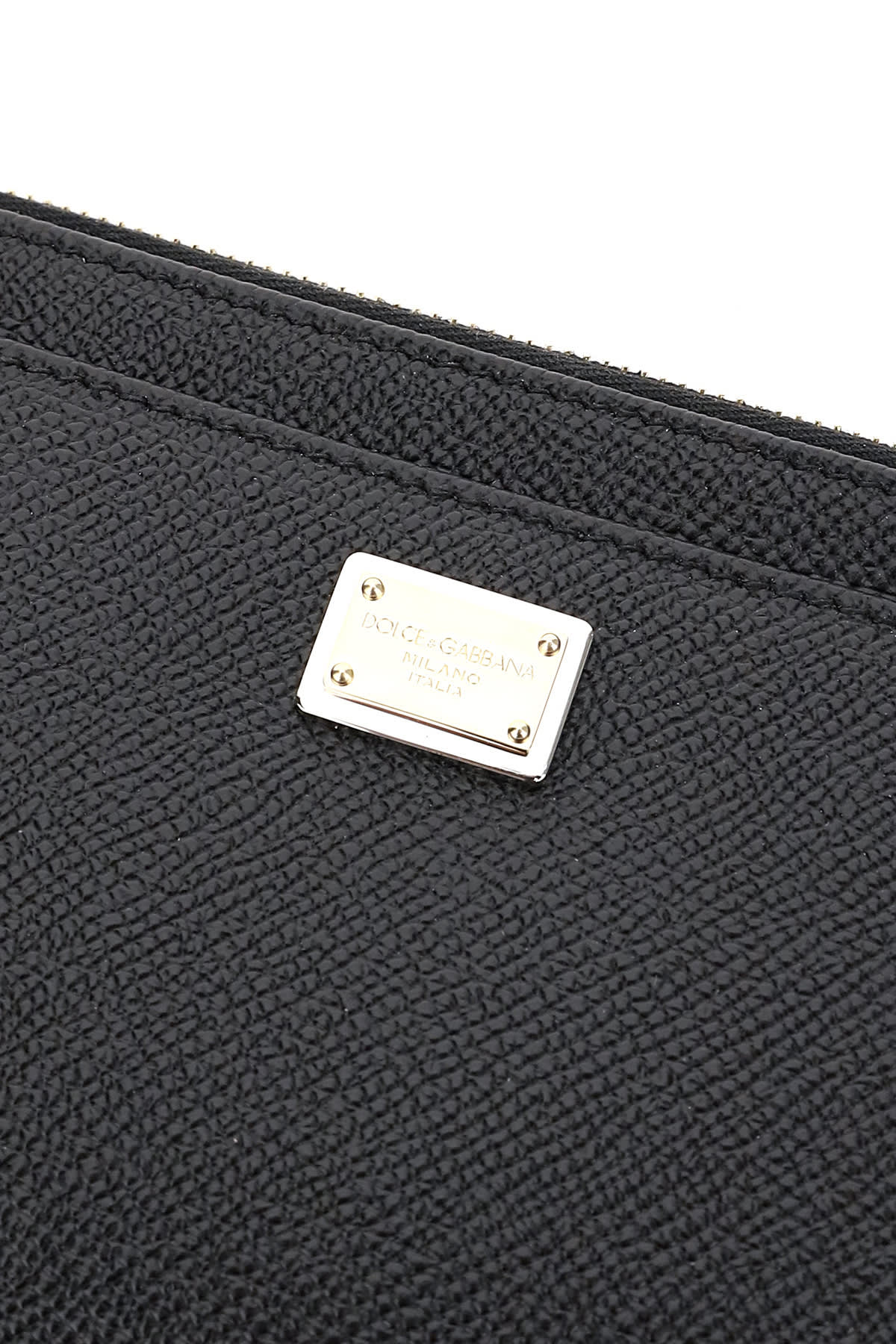 Shop Dolce & Gabbana Cardholder Pouch In Dauphine Calfskin In Nero (black)