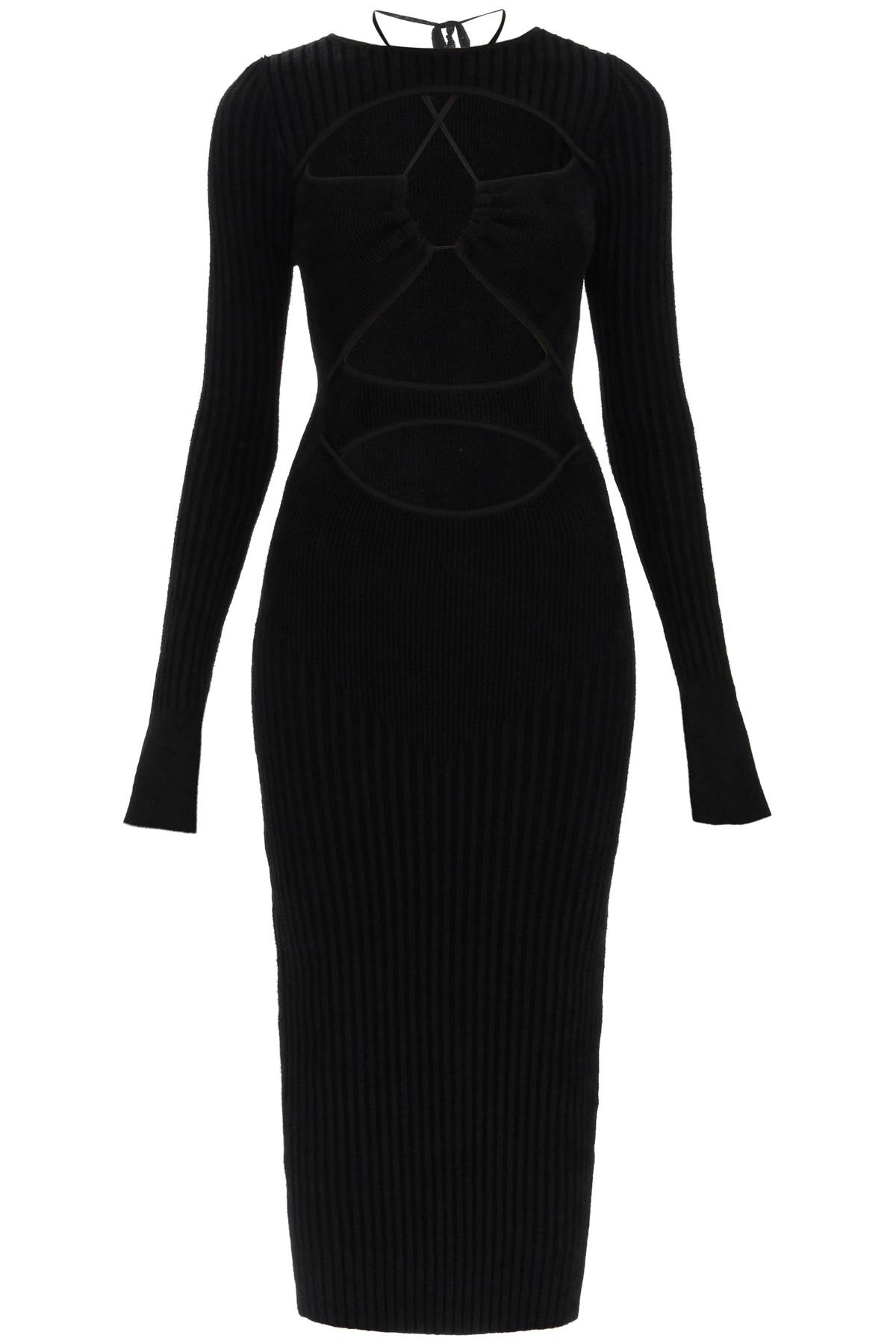 ANDREADAMO Ribbed-knit Midi Dress With Cut Outs