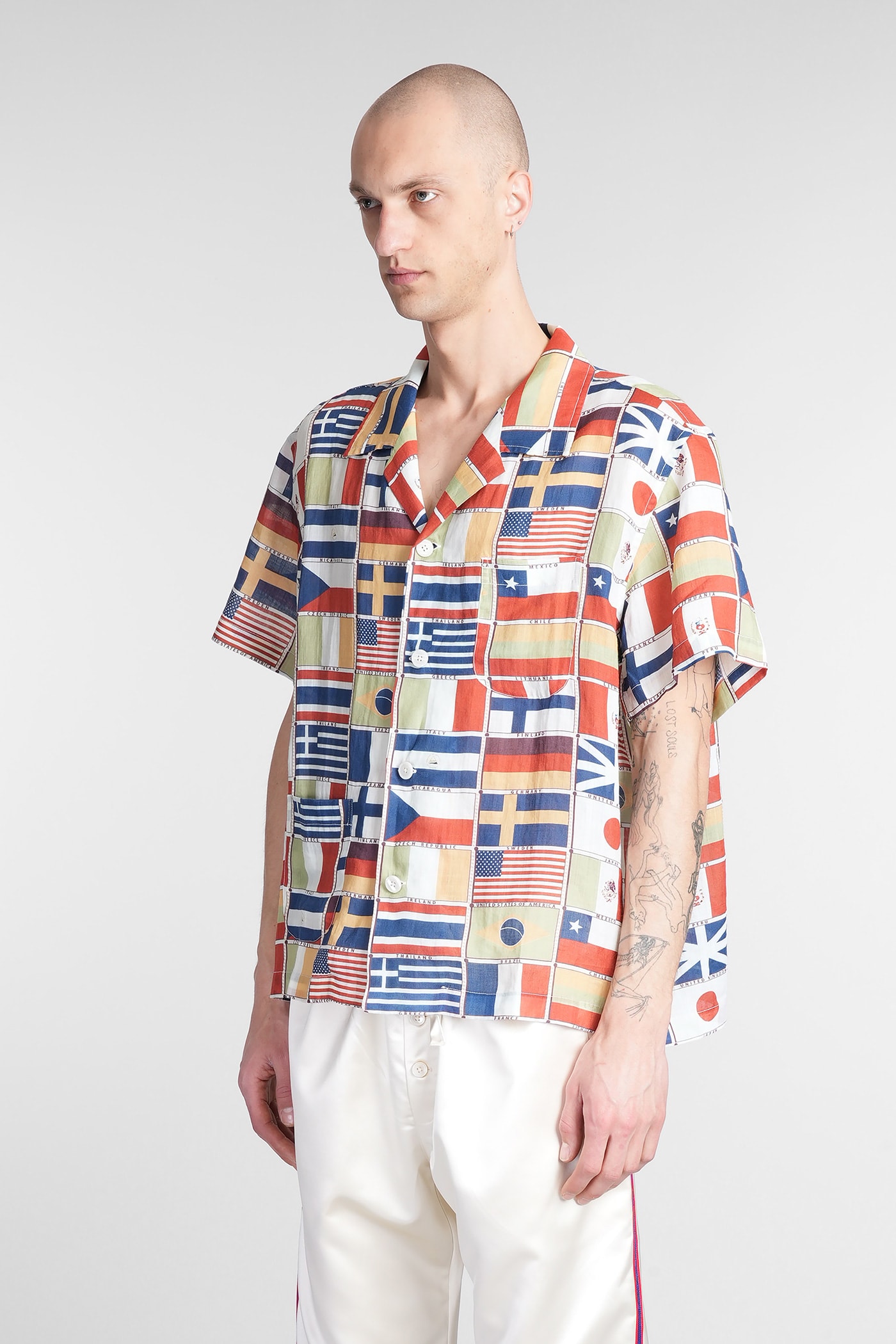 Bode International Camp-collar Printed Linen Shirt In Multicolor