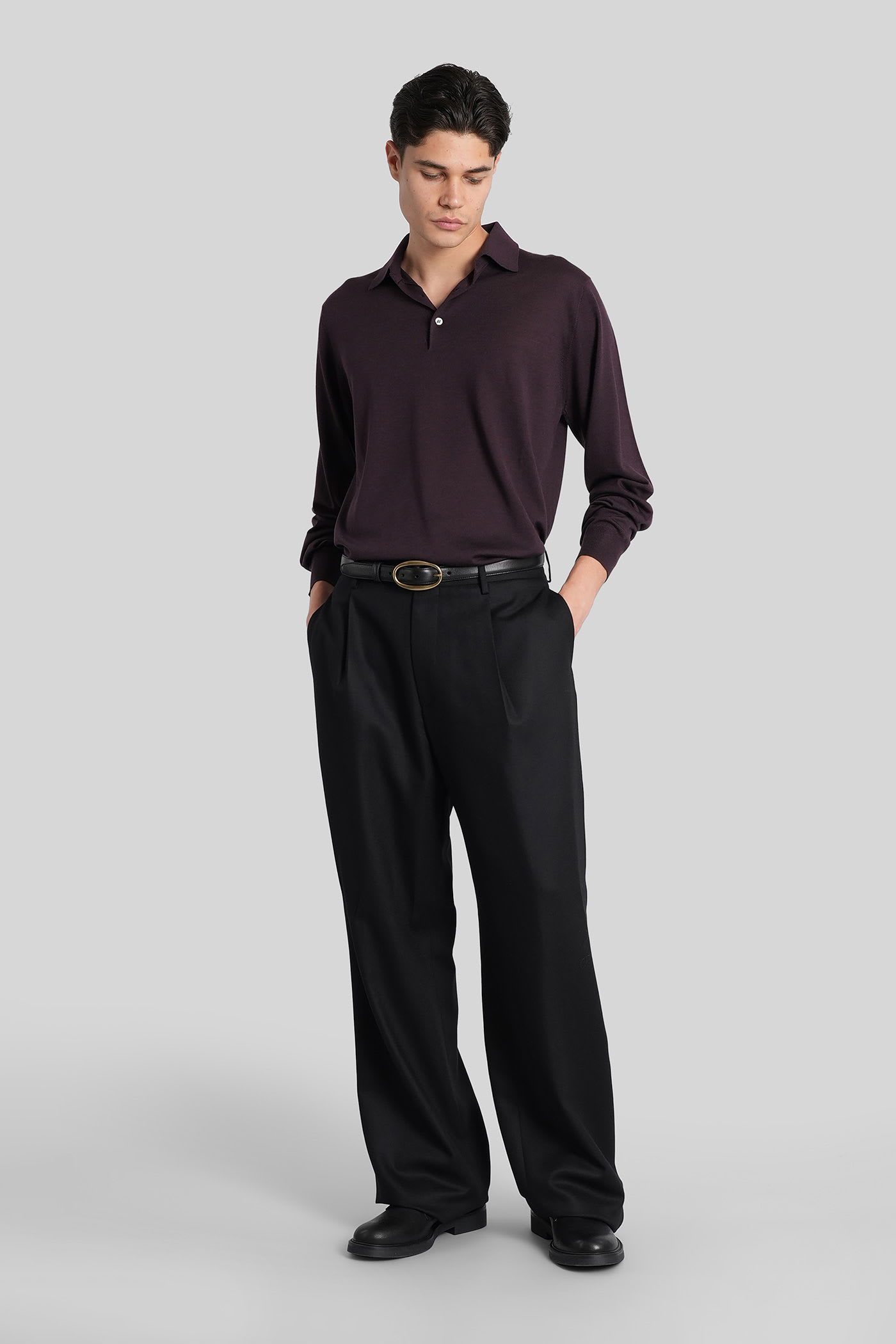 Lardini Polo In Bordeaux Wool In Burgundy