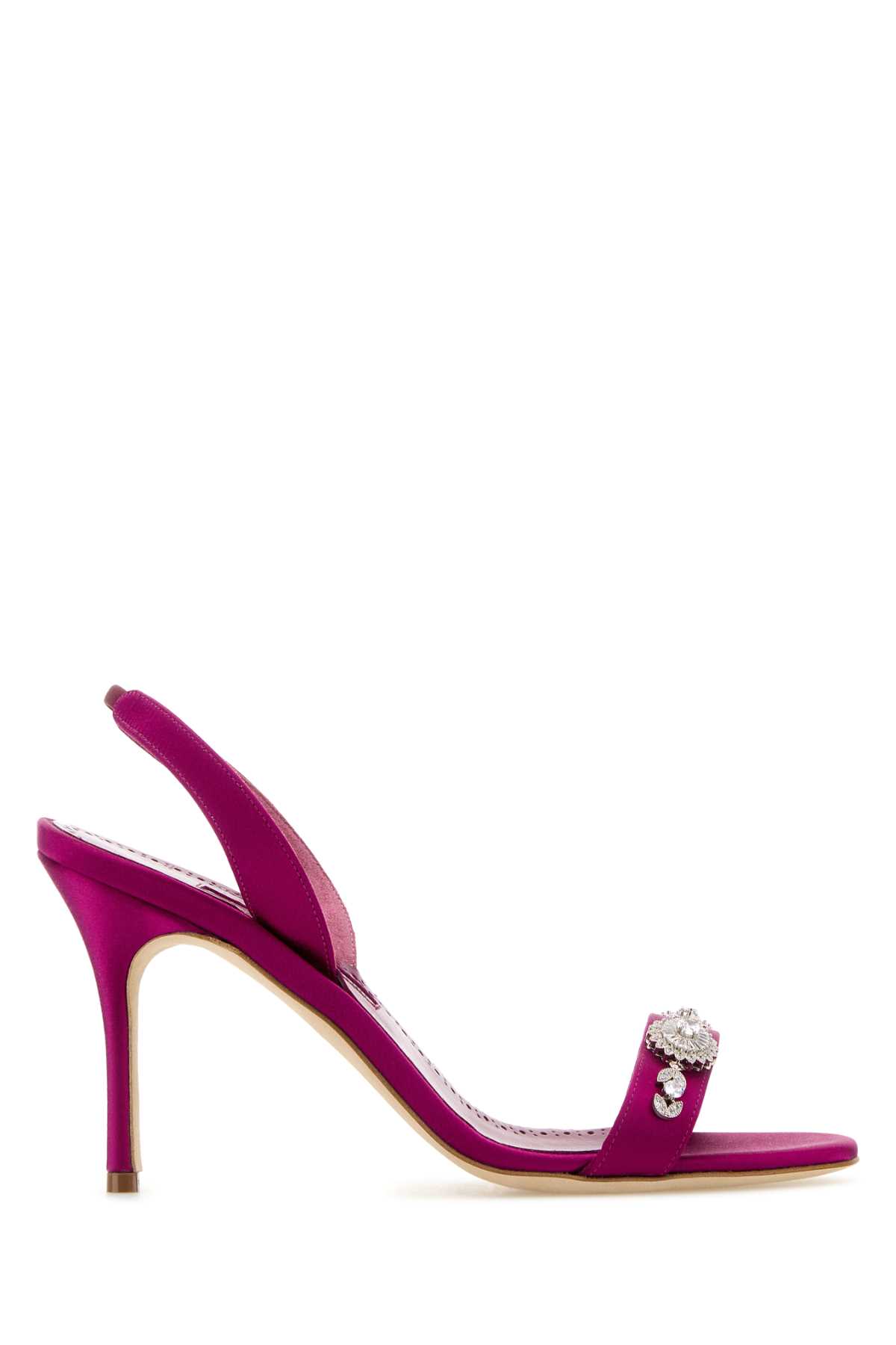 Fuchsia Satin Lamisan Sandals