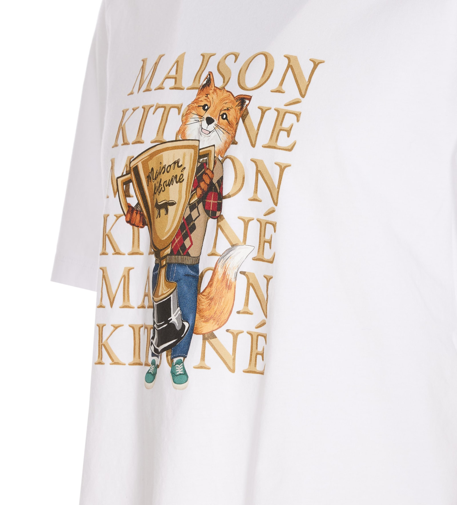 Shop Maison Kitsuné Fox Champion T-shirt In White
