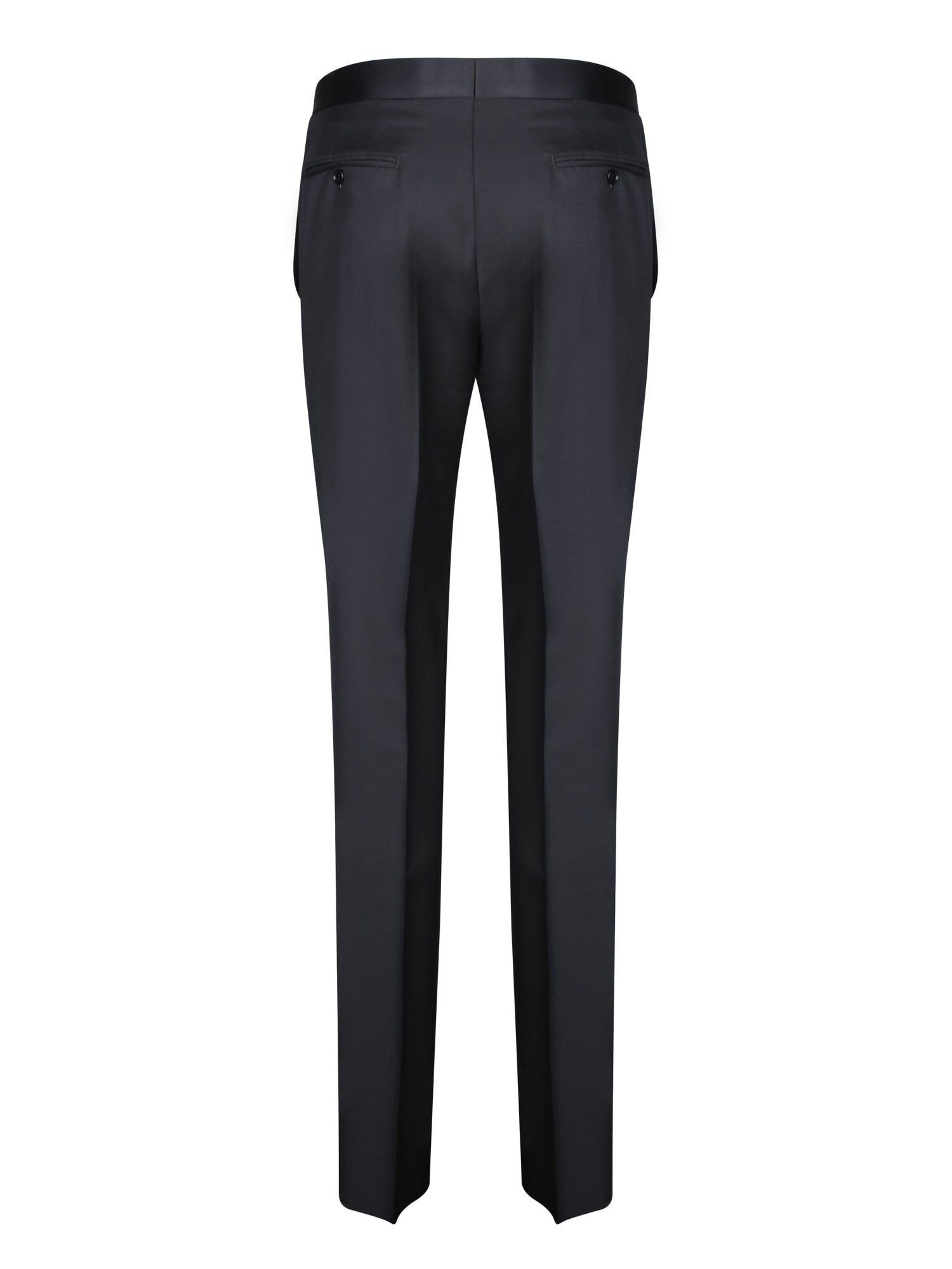 Shop Canali Black Mohair Satin-stripe Trousers