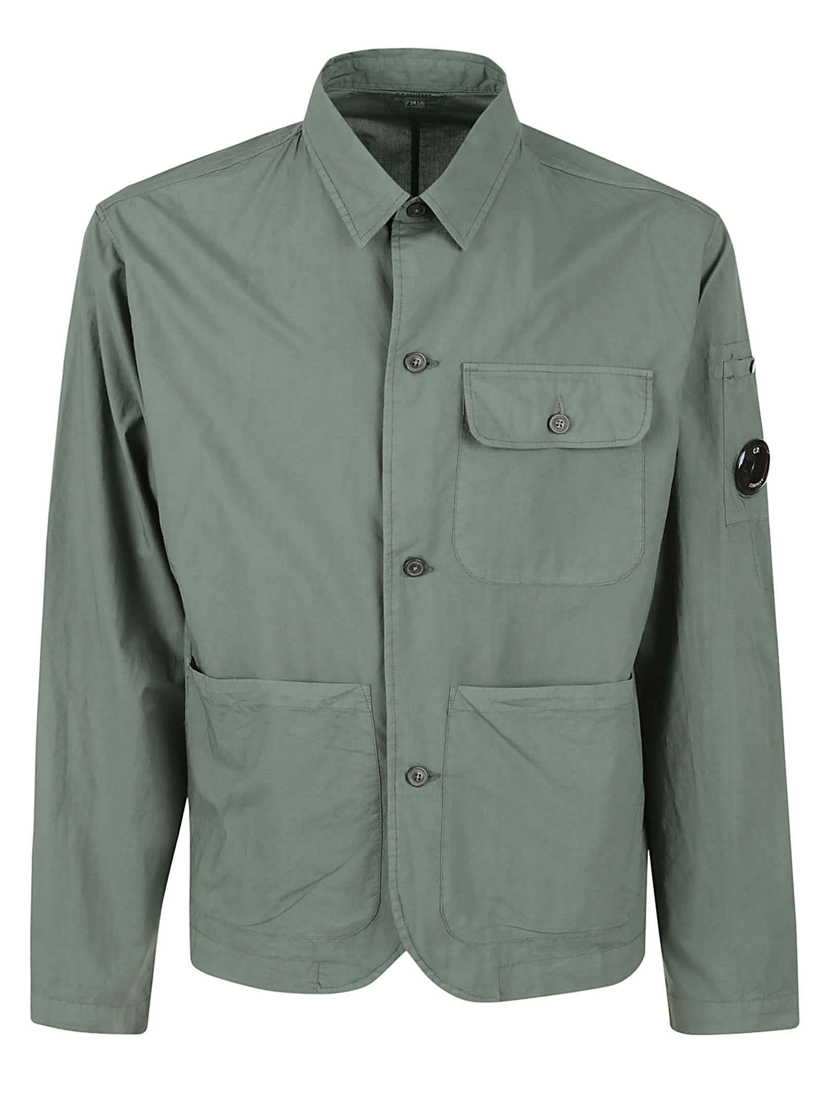 C.p. Company Popeline Long-sleeved Shirt In Green