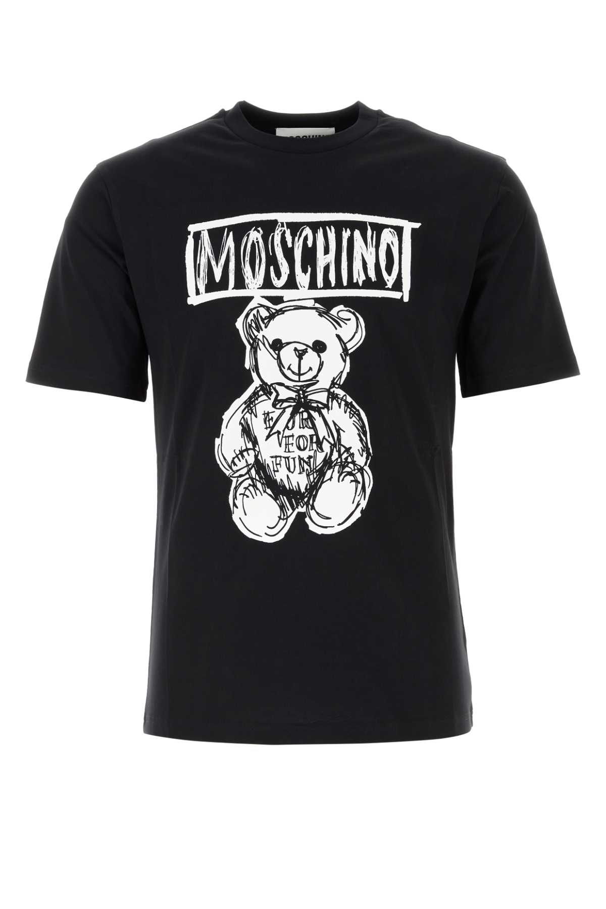 Shop Moschino Black Cotton T-shirt In Fantasianero