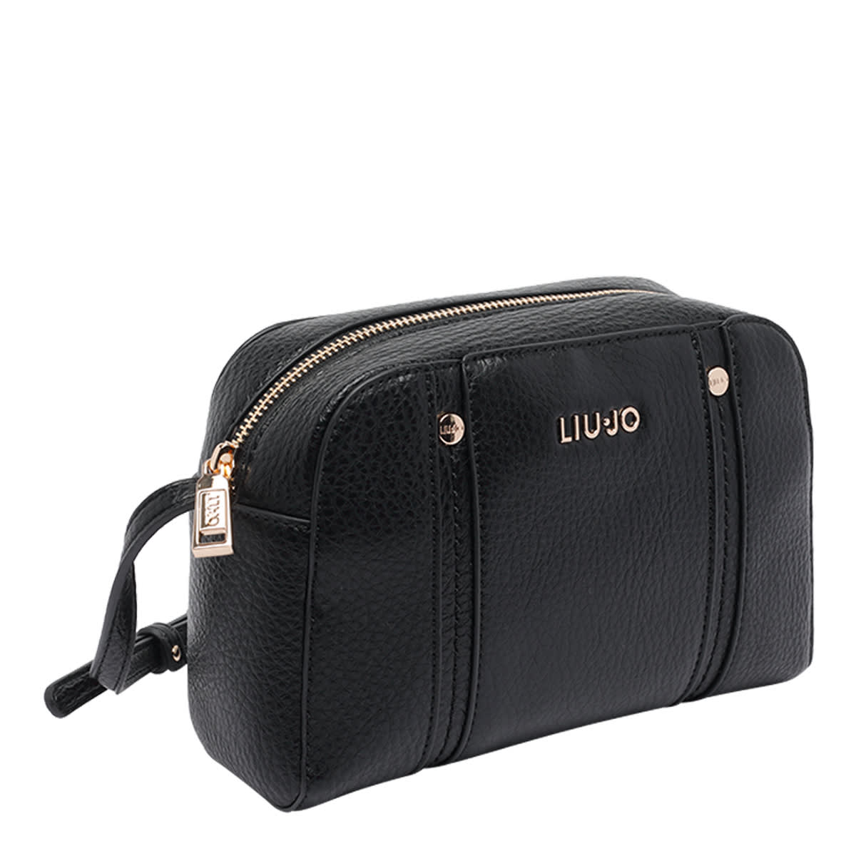 Liu •jo Logo-plaque Zip-closure Shoulder Bag In Black