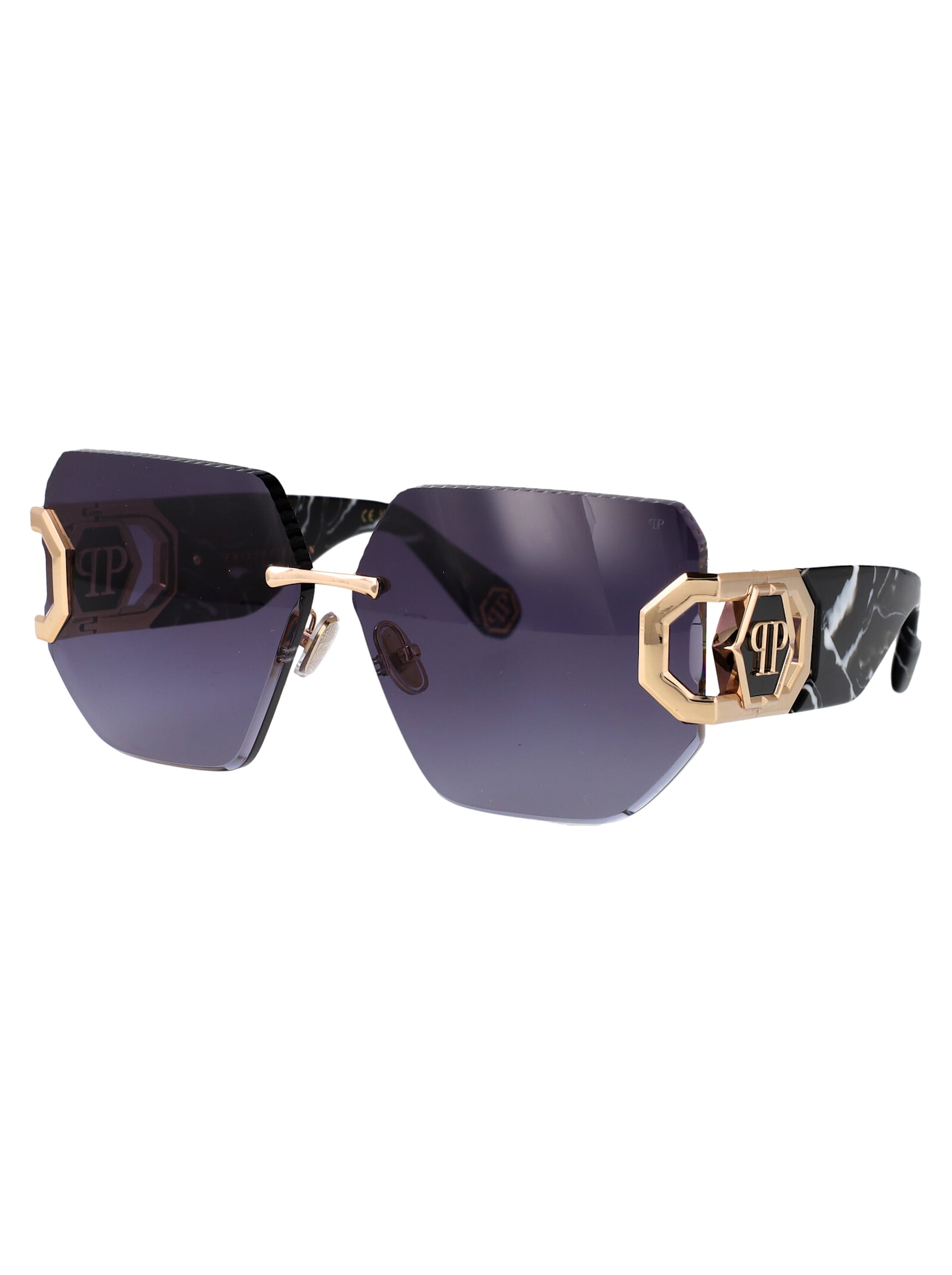 Philipp Plein Plein Hera Sunglasses In Rose Gold Blue